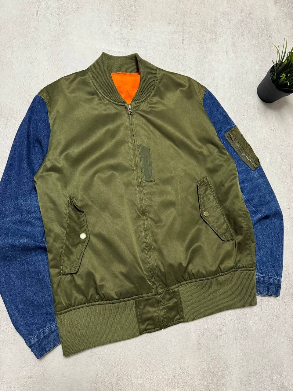 Japanese Brand × Vintage Vintage Bomber Jacket Denim Sleeve Avant-Garde Y2K 90s Size US S / EU 44-46 / 1 - 3 Thumbnail