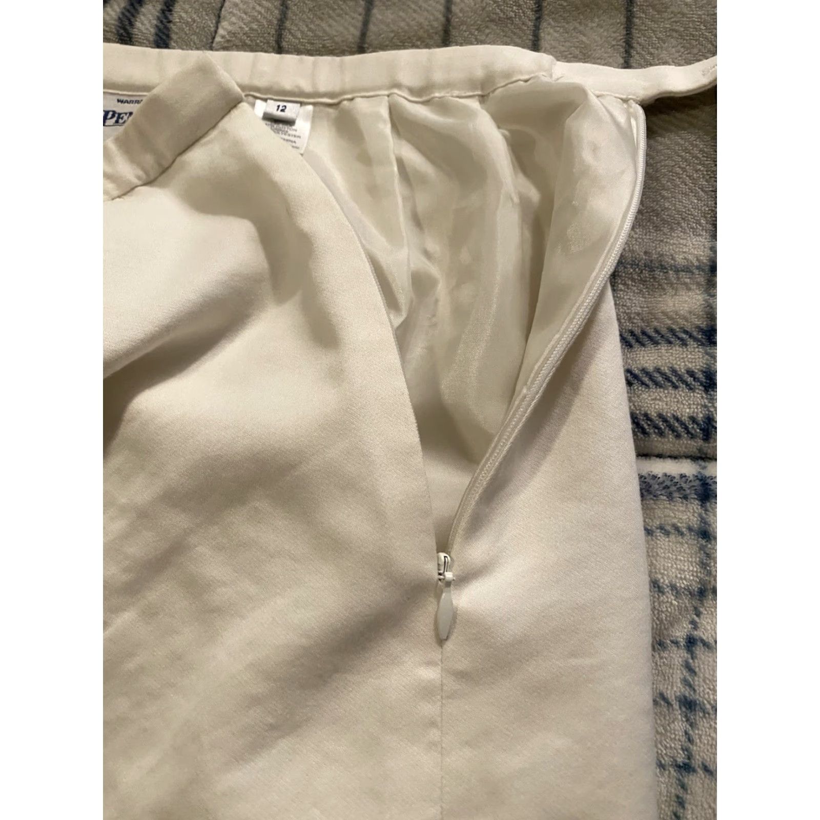 Pendleton VINTAGE Pendleton Women Skirt White Size 12 Mid Knee Length Silk & Cotton Zipper Straight & Pencil" Size 34" / US 12 / IT 48 - 5 Thumbnail