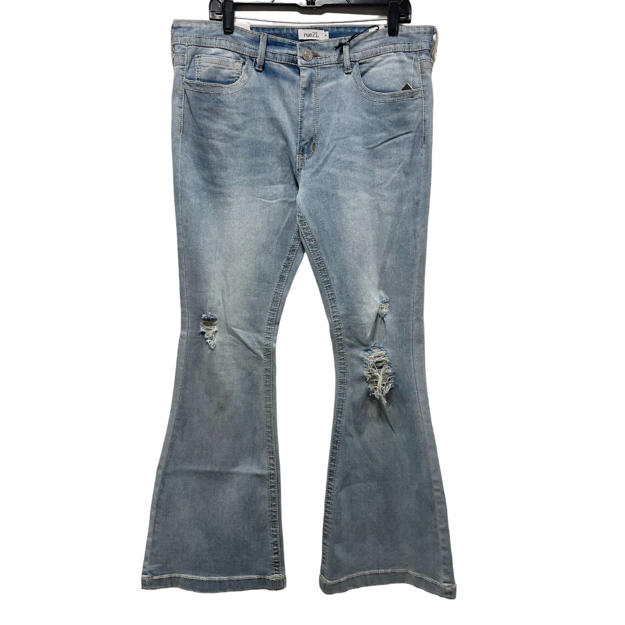 Rue 21 Rue 21 Women s Low Rise Distressed Flare Jeans Light Blu Grailed