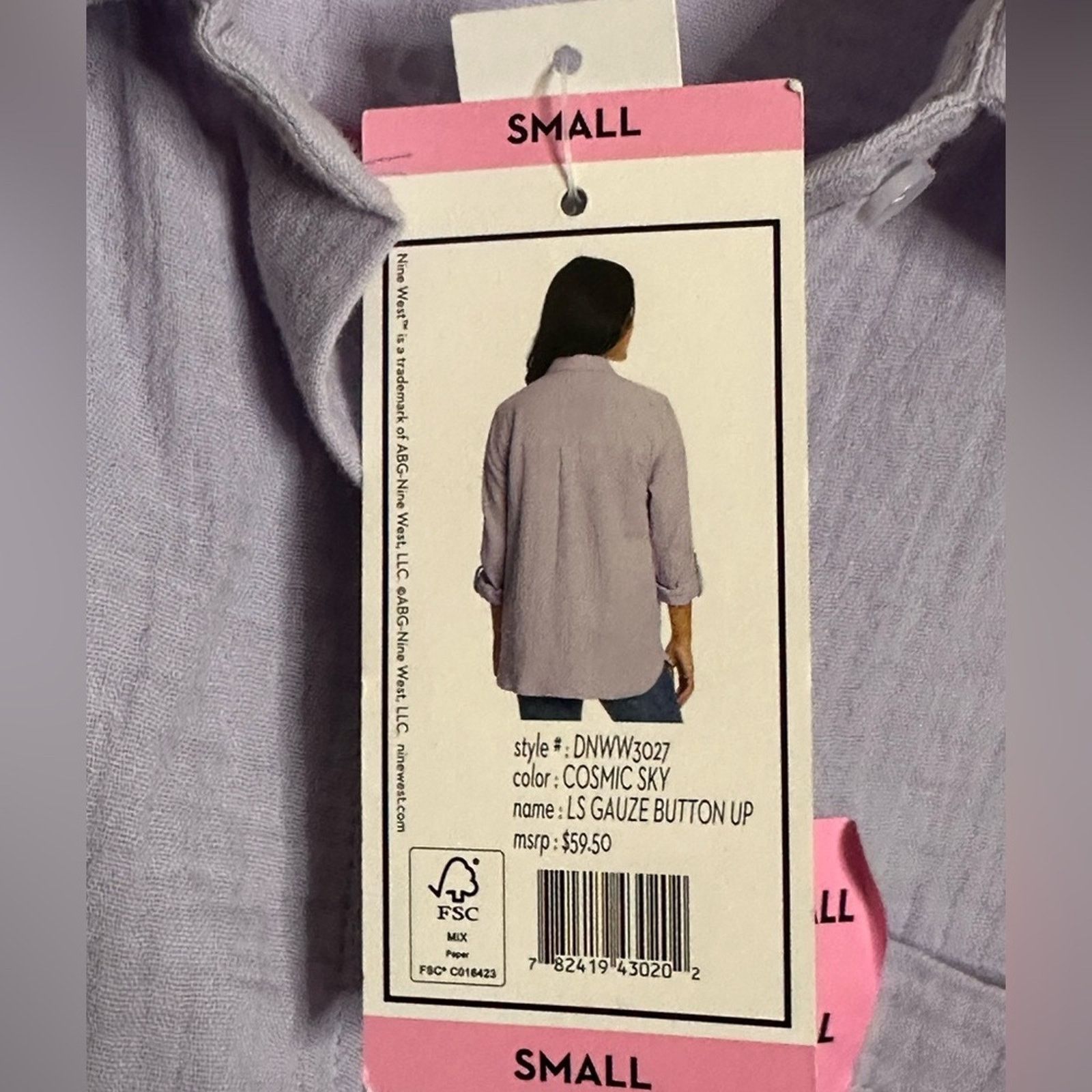 Nine West NWT Nine West Double-Crepe Button-Down Roll-Tab-Sleeve Shirt Size S / US 4 / IT 40 - 9 Thumbnail