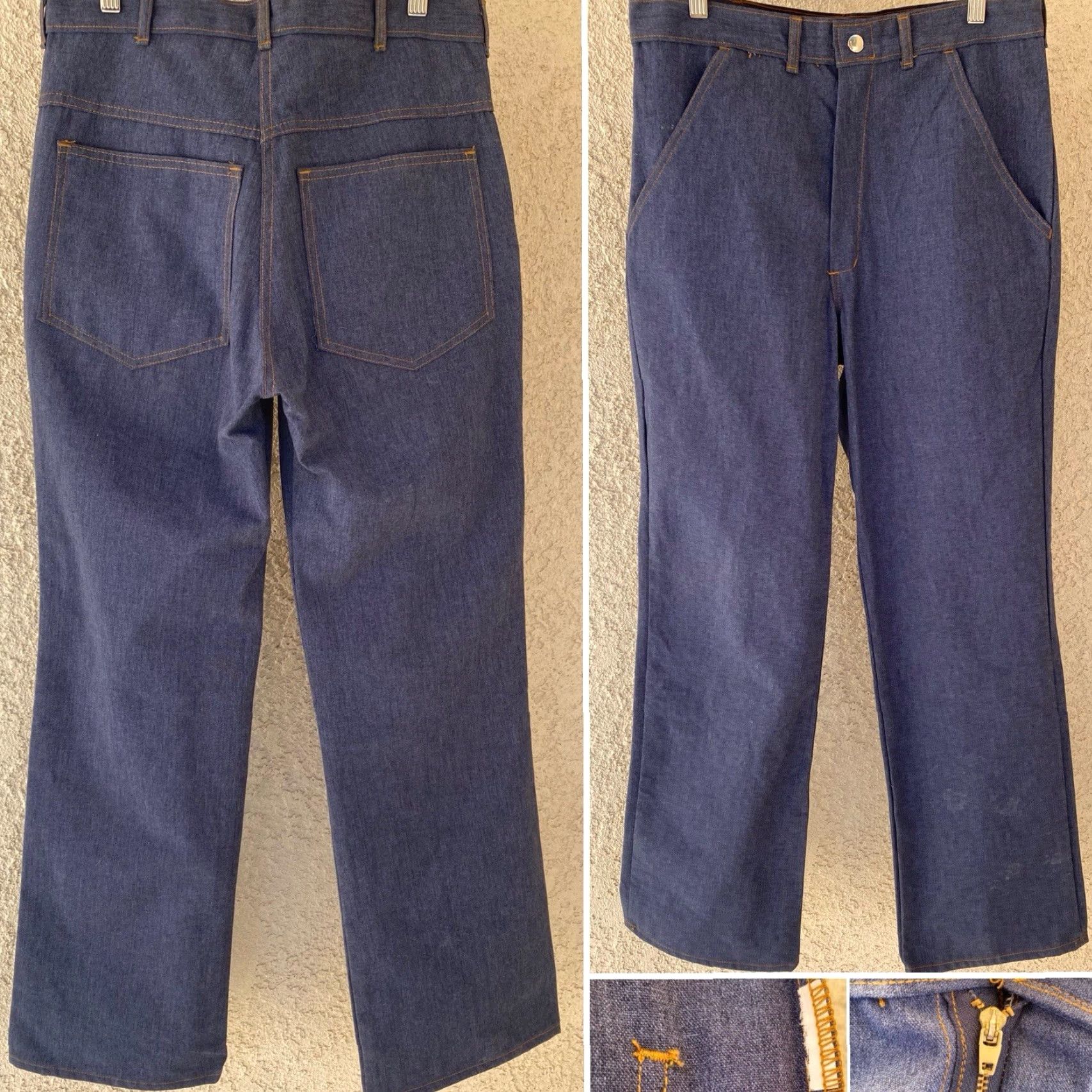 Denime VINTAGE PIA Jeans Denim Work Pants 32.5 in waist 31 Inseam Scovill Snap Blue Rockabilly Mens Size US 33 - 5 Thumbnail