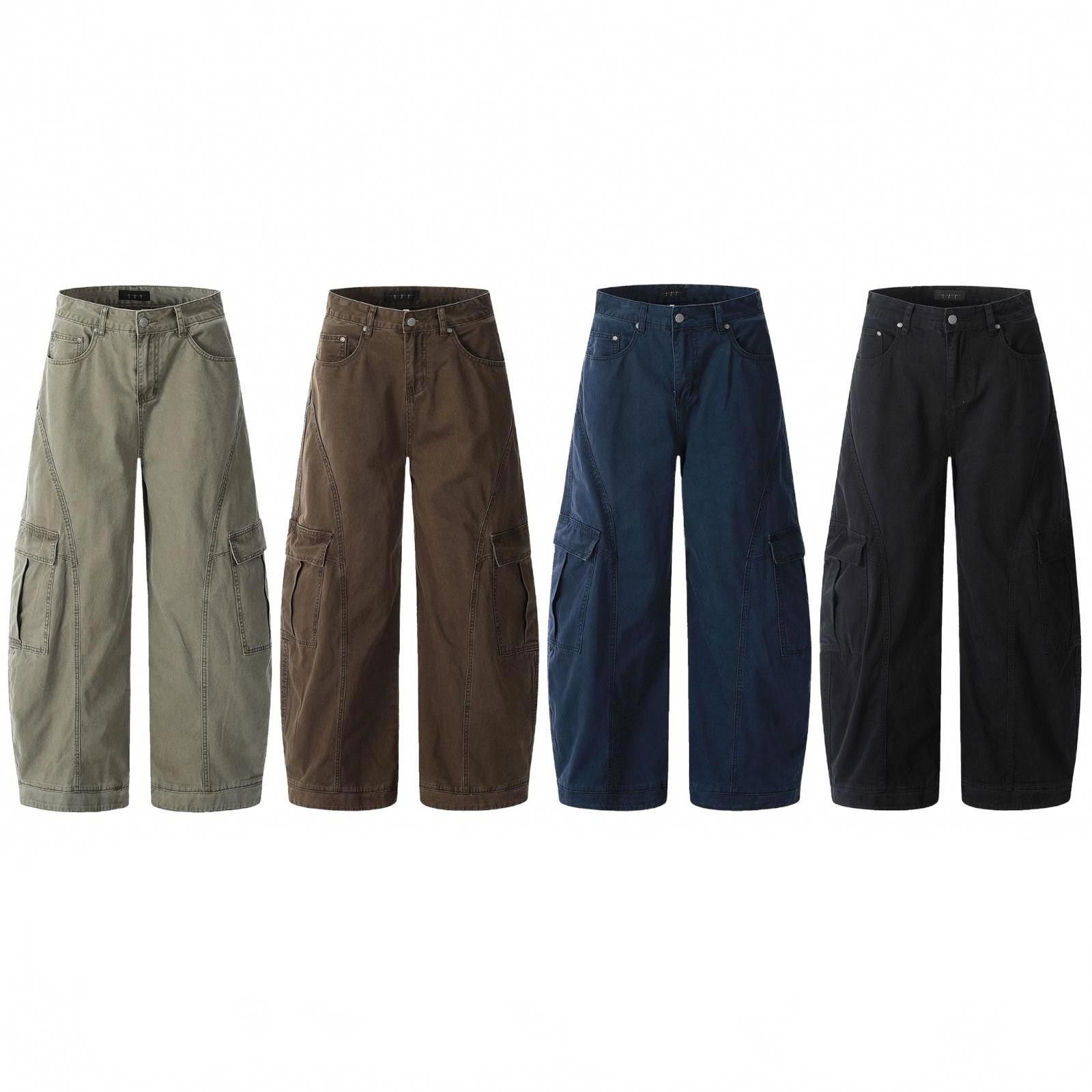 Japanese Brand Wide Leg Cargo Pants, Baggy Casual Workwear Pants Size US 32 / EU 48 - 8 Thumbnail