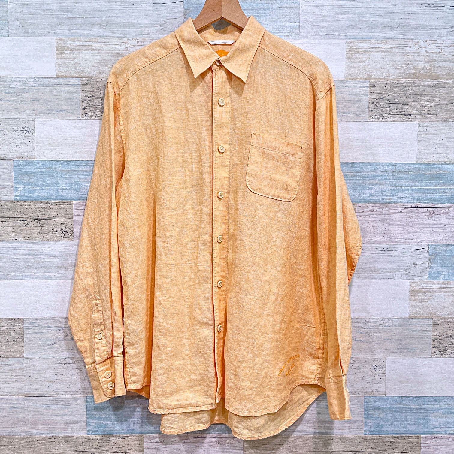 Tommy Bahama Tommy Bahama 100% Linen Shirt Orange Long Sleeve Vacation M Size US M / EU 48-50 / 2 - 1 Thumbnail