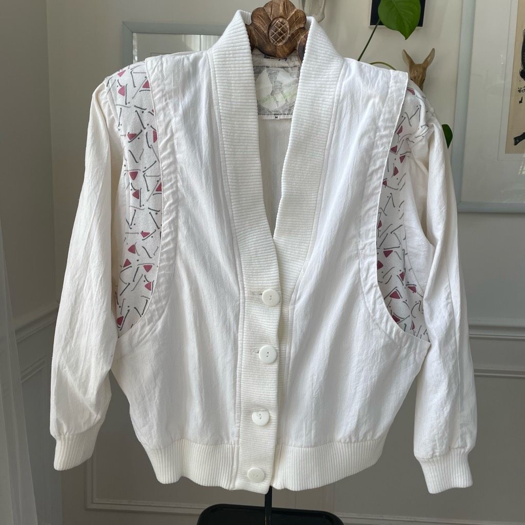 Vintage Vintage 80s Inner View Vneck Cardigan Geometric Dolman Cut M Size M / US 6-8 / IT 42-44 - 1 Thumbnail