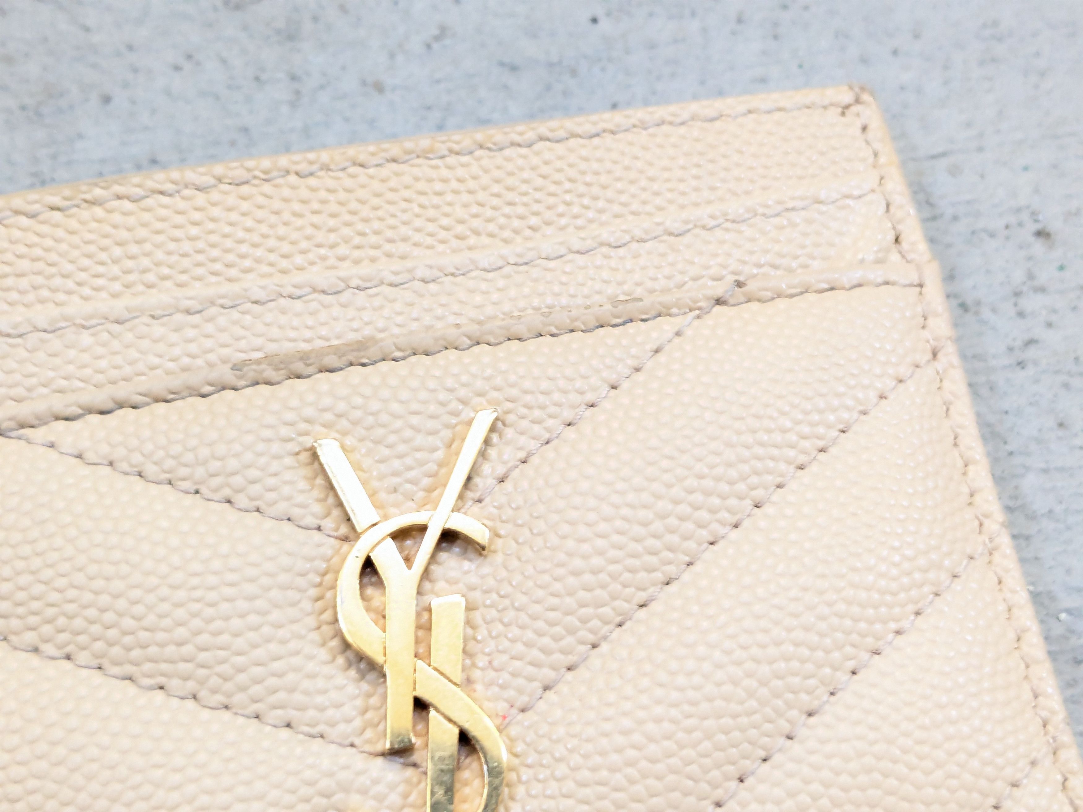 Saint Laurent Paris Saint Laurent Paris Wallet Cardholder Beige Leather SLP YSL Size ONE SIZE - 3 Thumbnail