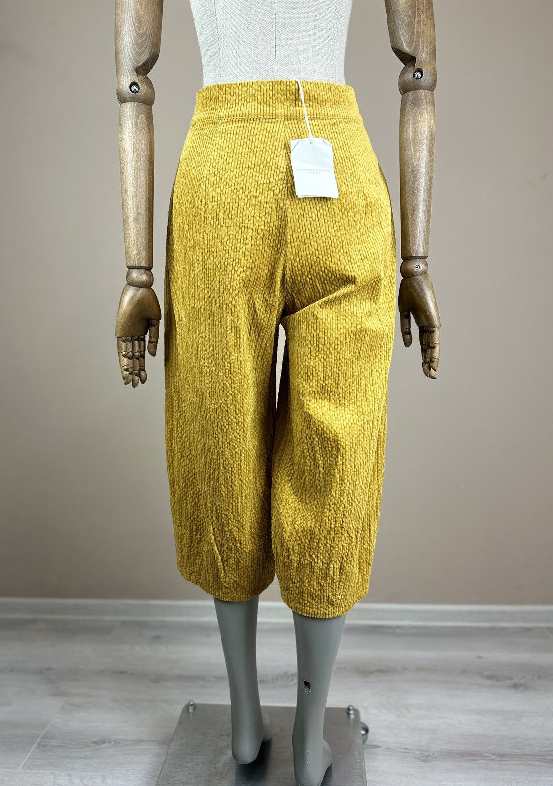 Margaret Howell CABBAGES & ROSES Yellow Corduroy Wide Cropped Trousers Pants Size 27" / US 4 / IT 40 - 5 Thumbnail