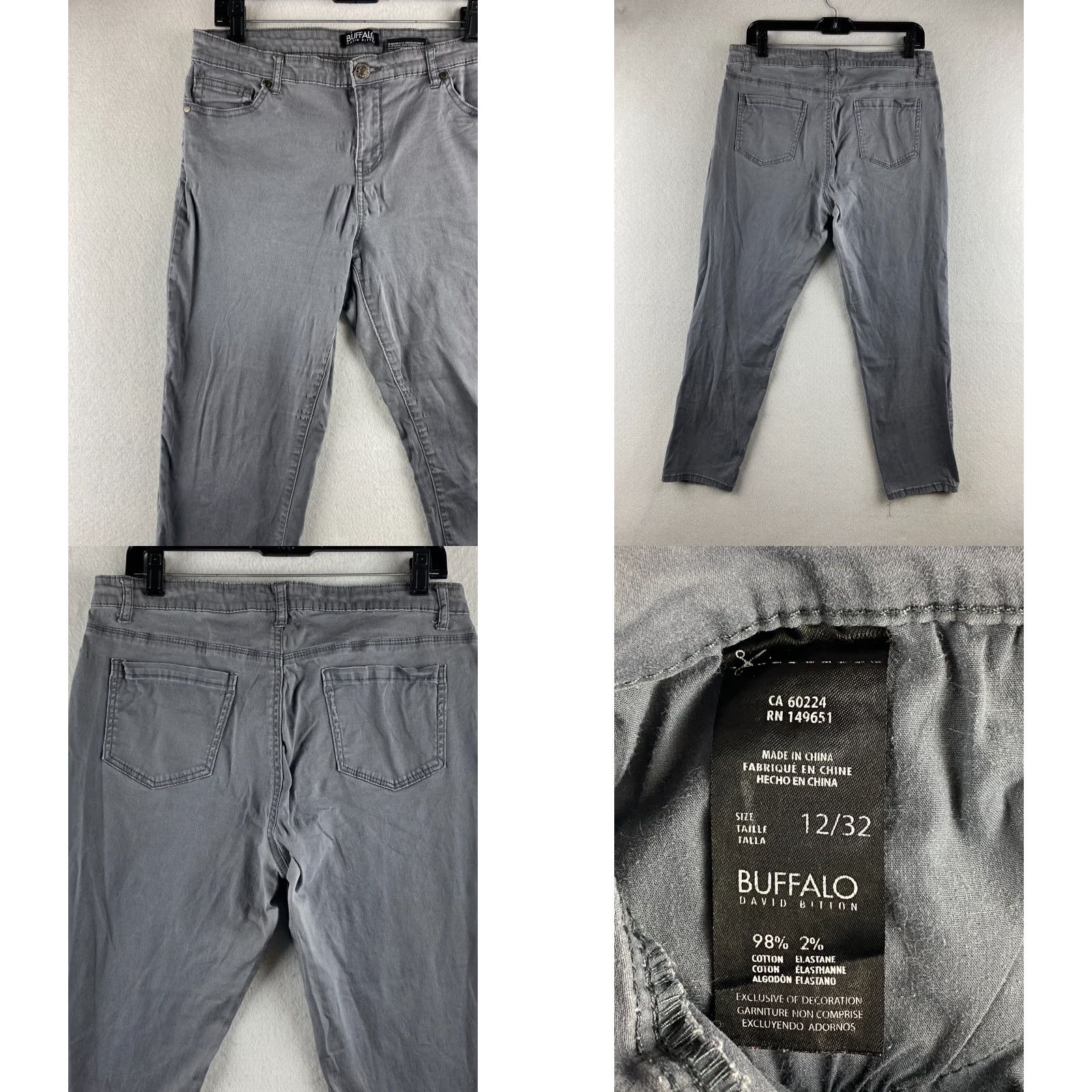 Buffalo David Bitton Buffalo by David Bitton Pants Womens 12 / 32 Gray Daily Ankle Grazer Stretch Skinny Casual Modern 90s Mens Womens Boys Girls Size 34" / US 12 / IT 48 - 8 Thumbnail