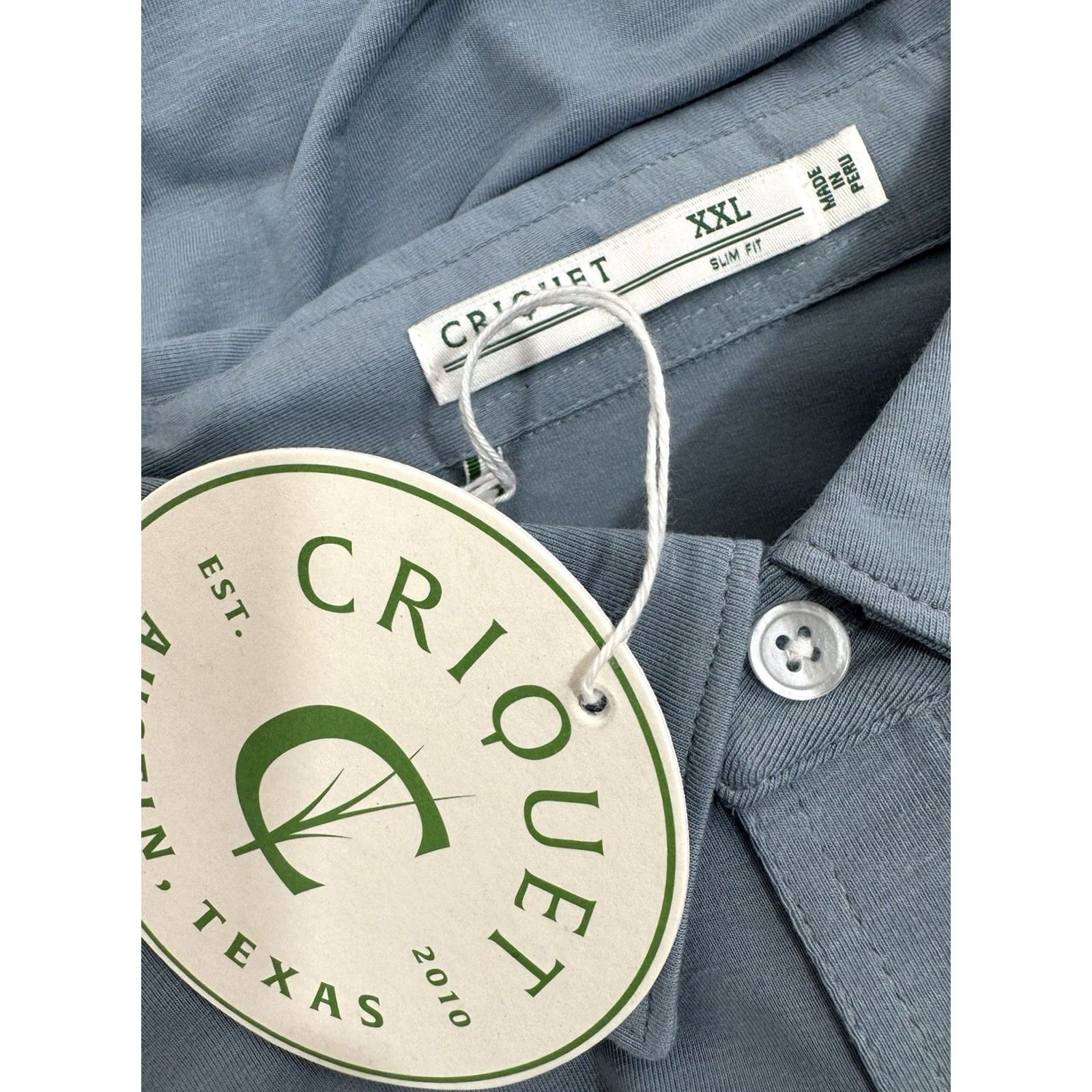 Vintage CRIquet Austin - NEW w TAG - SLIM FIT Embroidered Logo XXL Golf Polo Shirt Shirt Mens 2XL Slightly Grayish Blue Embroidered Logo Golf CQ26 Size US XXL / EU 58 / 5 - 5 Thumbnail