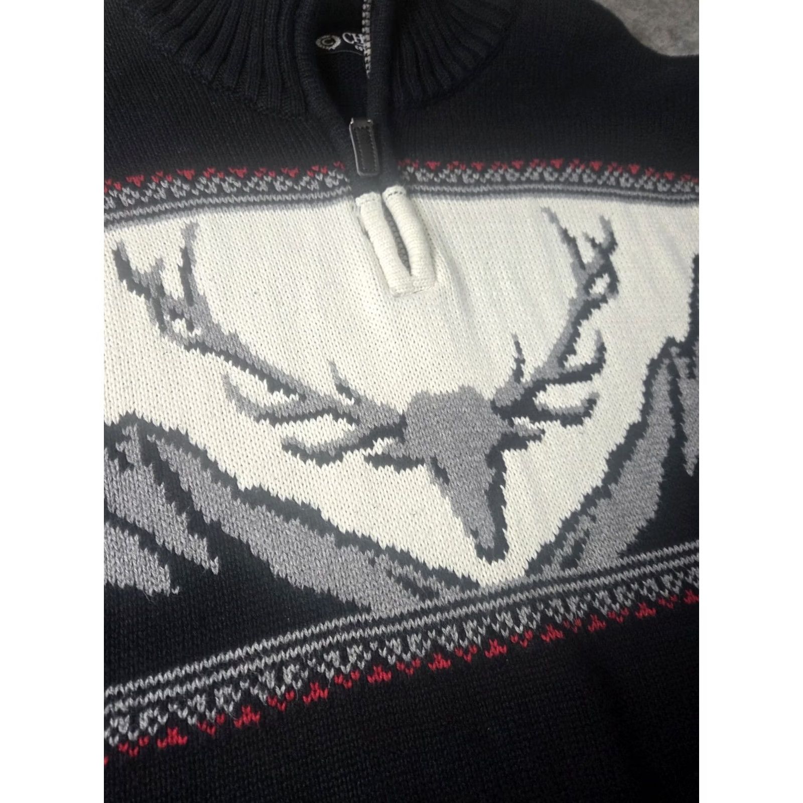 Chaps Chaps Sweater Pullover 1/4 Zip Long Sleeve Black 100% Cotton Knit Regular Mens L Size US L / EU 52-54 / 3 - 2 Thumbnail