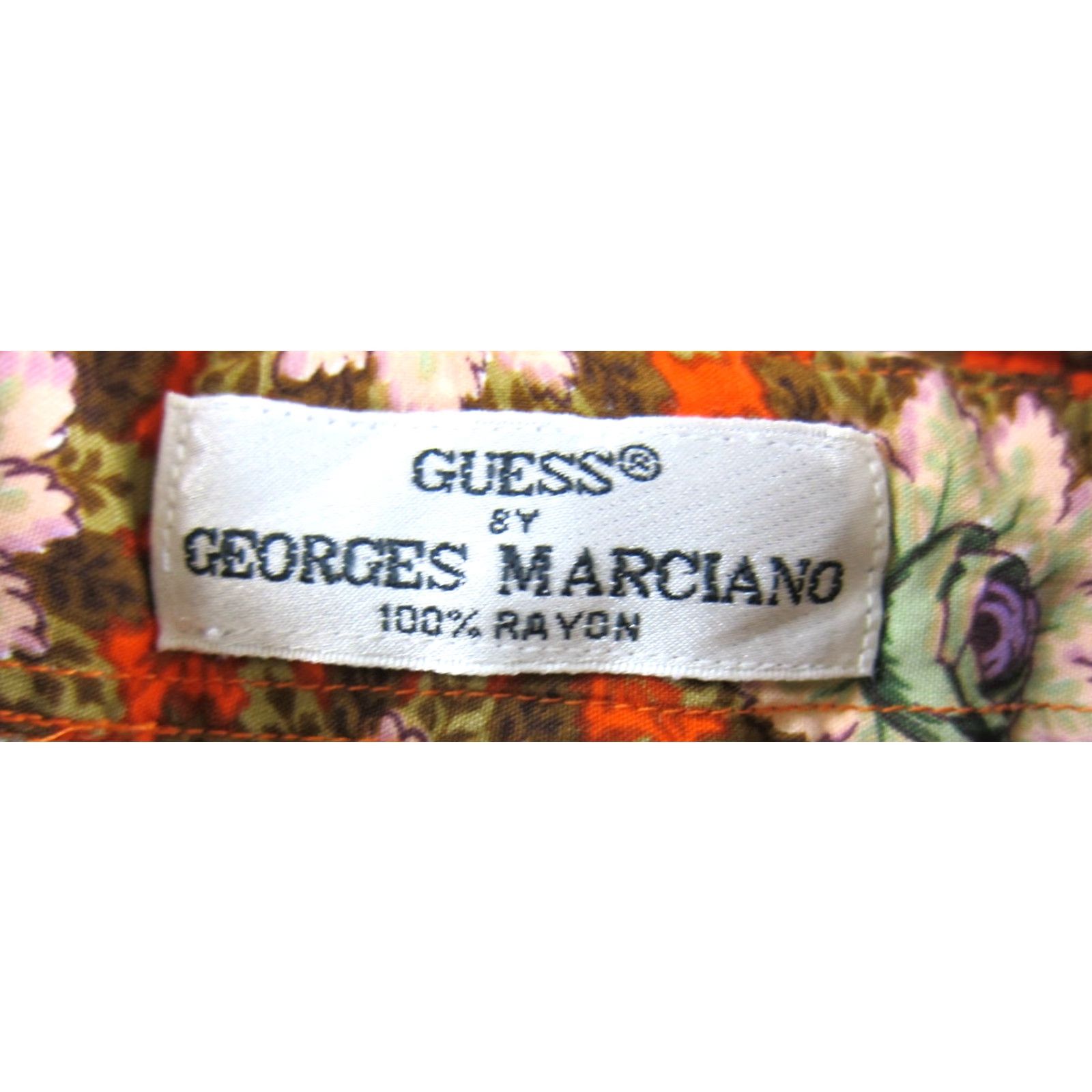 Guess VINTAGE GUESS Blouse Collared Floral 100% Rayon Orange Green Long Sleeve L Womens Size L / US 10 / IT 46 - 4 Thumbnail