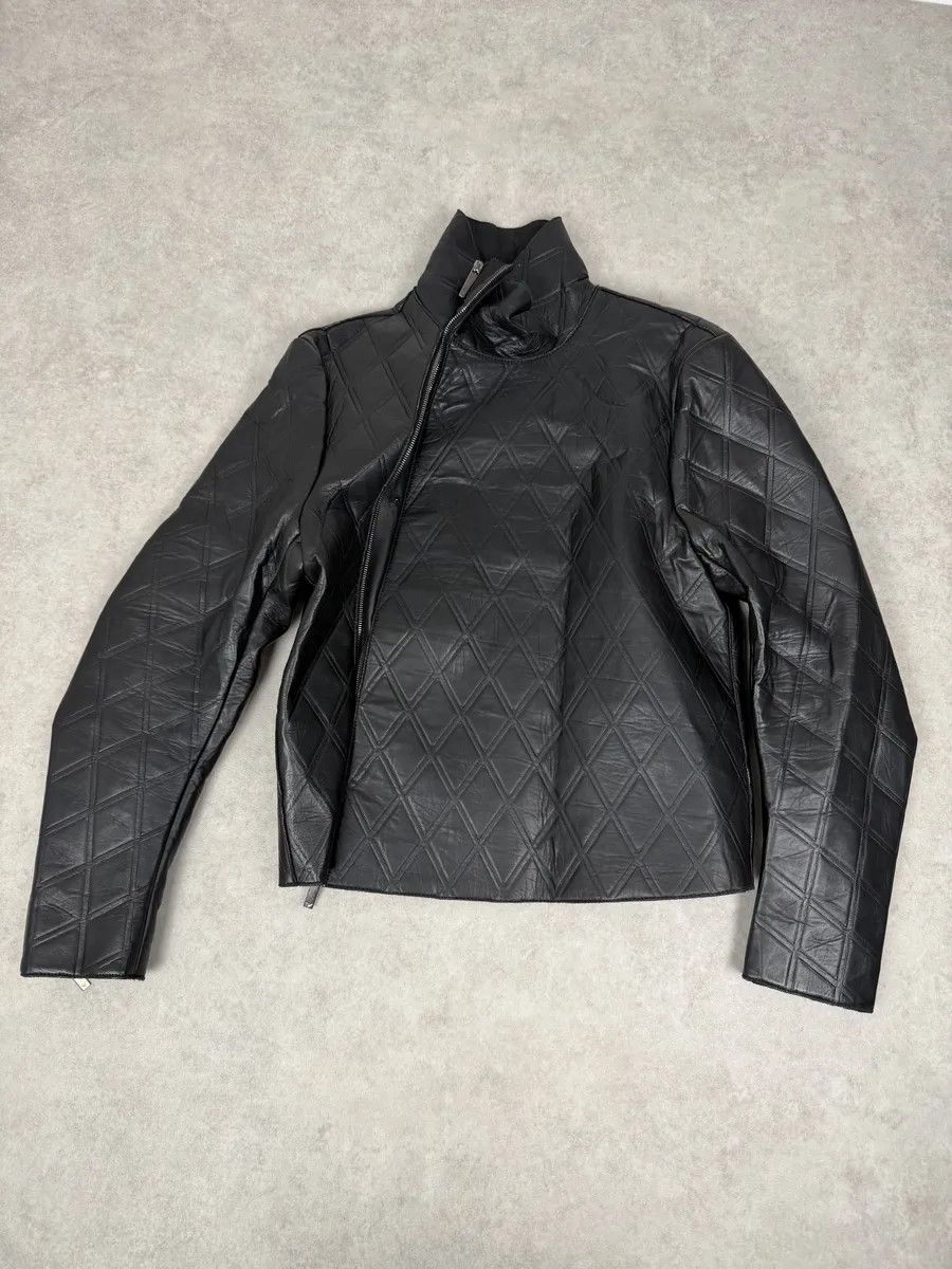 Emporio Armani AW2013 Emporio Armani Black Asymmetrical Losange Leather Jacket Size US S / EU 44-46 / 1 - 8 Thumbnail