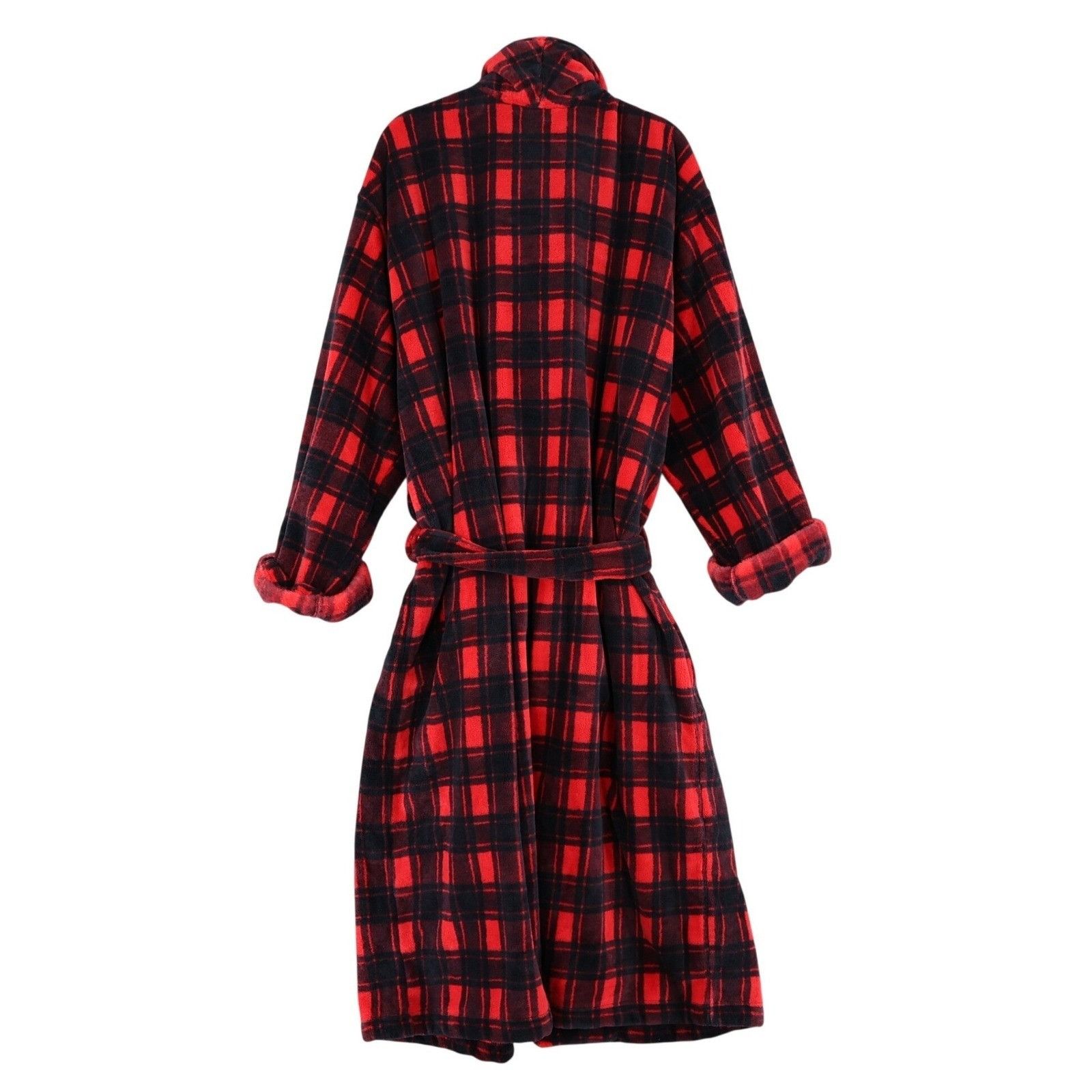 Polo Ralph Lauren Polo Ralph Lauren Robe Mens S/M Red Black Plaid Fleece Plush Size 40 - 3 Thumbnail