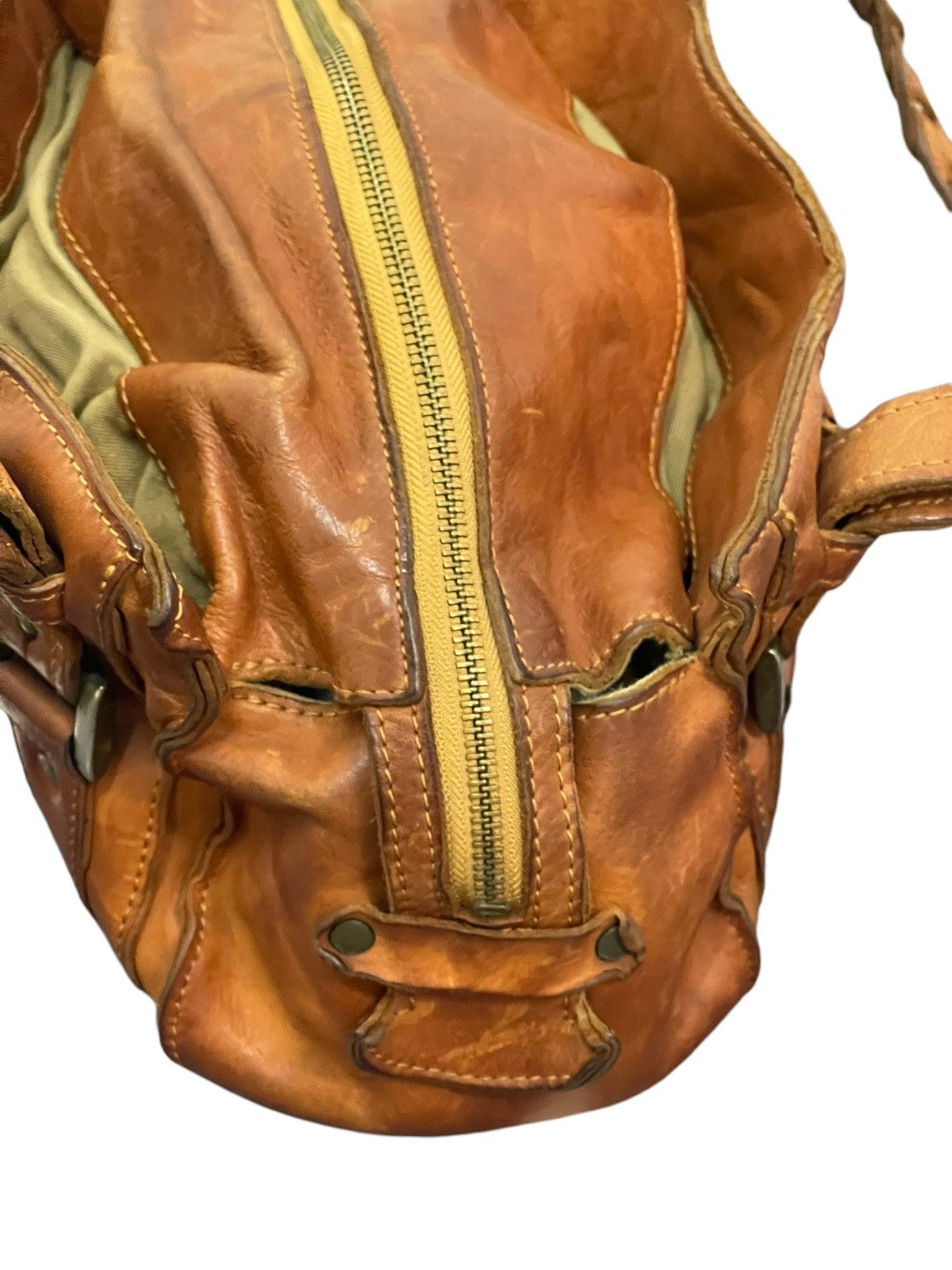 Genuine Leather Full Leather Patina Unknown Japan Tote Shoulder Bag 4🟩 Size ONE SIZE - 20 Thumbnail
