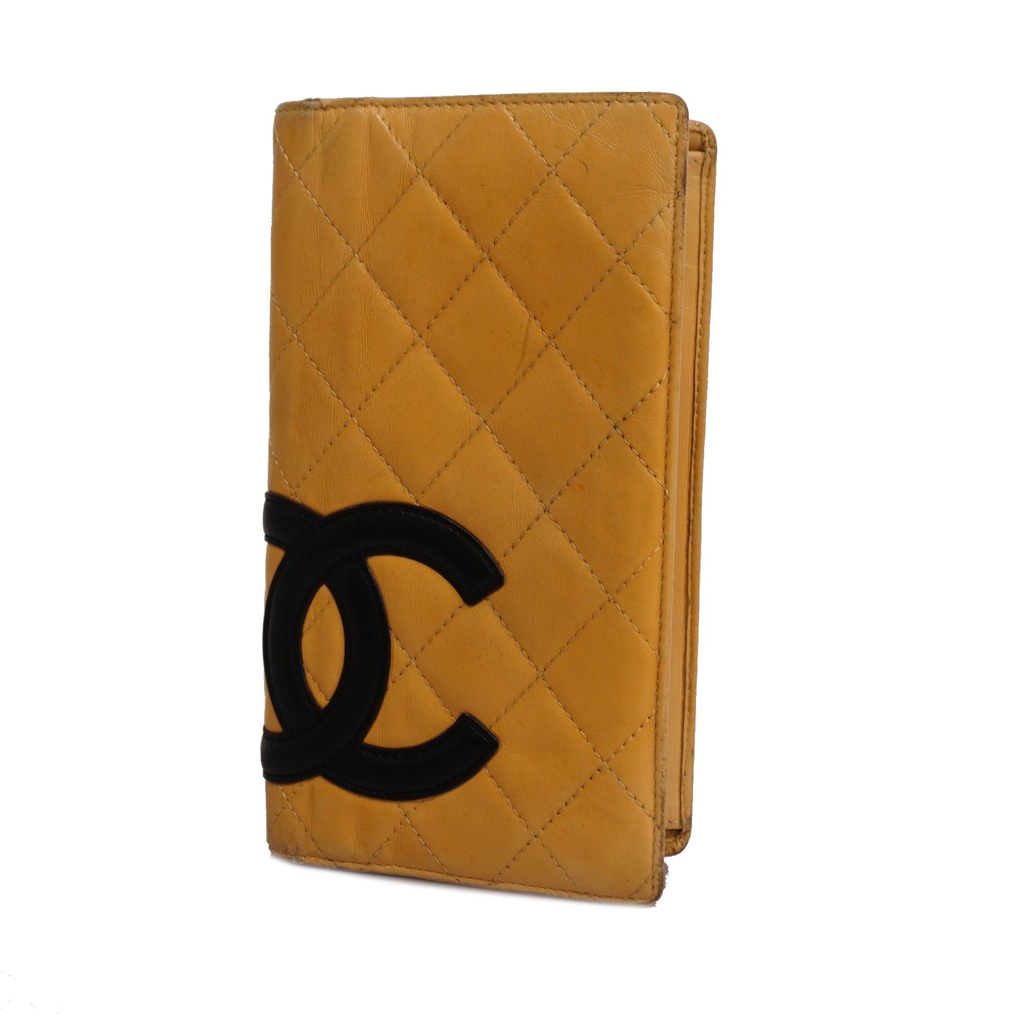 Chanel Auth Chanel Cambon Bifold Long Wallet With Silver Metal