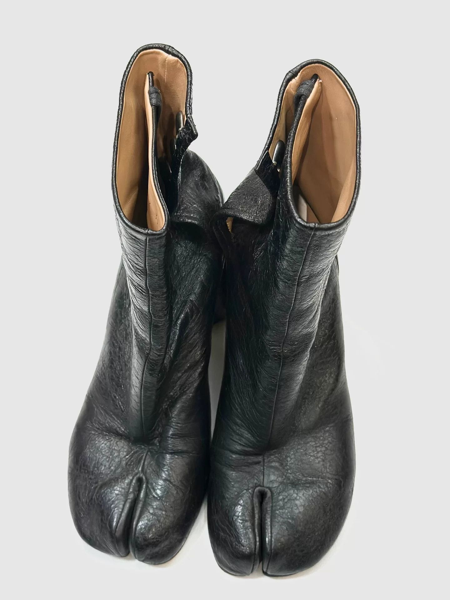 Rick Owens Maison Margiela Black Leather Tabi Boots Size US 8 / IT 38 - 1 Thumbnail