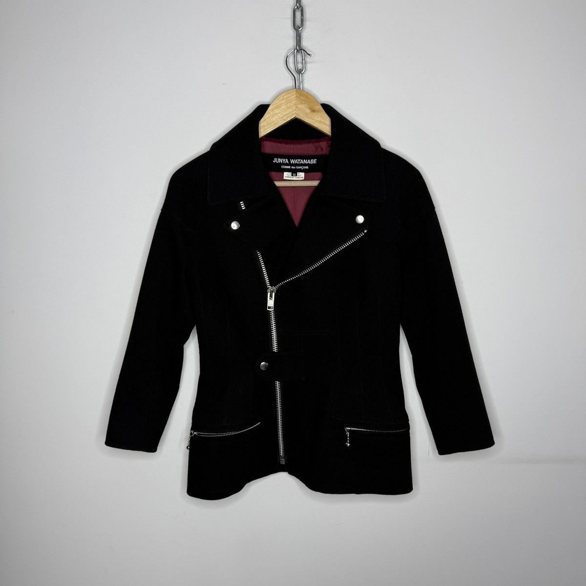 Comme des Garcons JUNYA WATANABE COMME des GARCONS Riders Jacket Black Wool Size M / US 6-8 / IT 42-44 - 1 Thumbnail