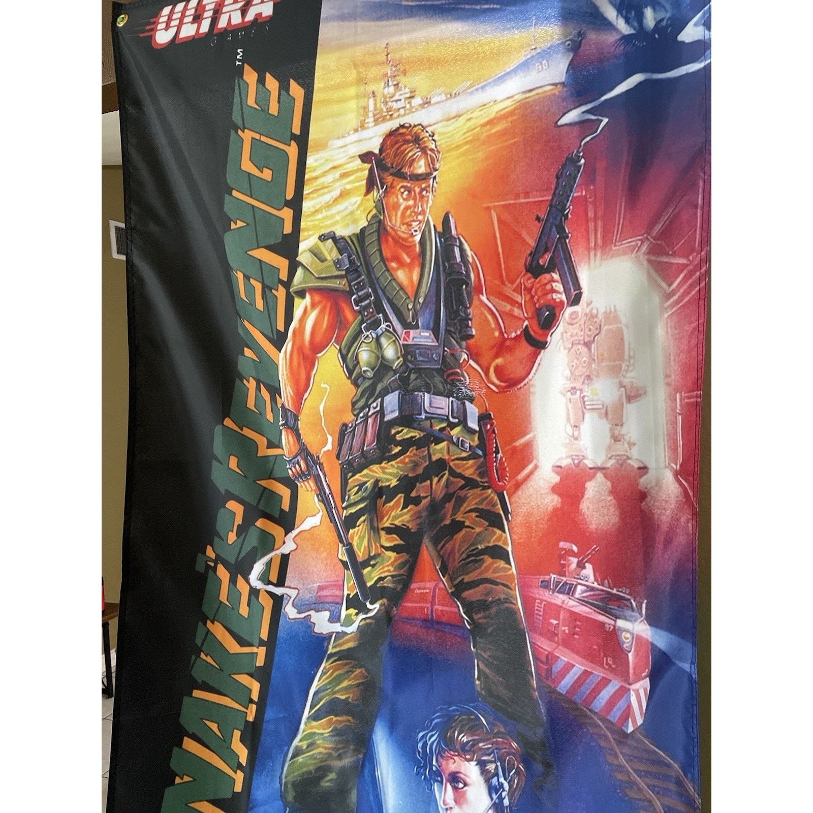 Nintendo Snake's Revenge 5ft NES Box Art Flag KONAMI ULTRA Nintendo Size ONE SIZE - 3 Thumbnail