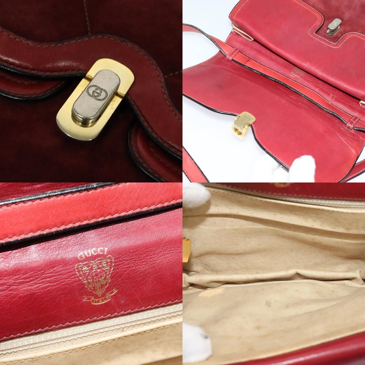 Gucci GUCCI Shoulder Bag Suede Vintage Red Gold Size ONE SIZE - 11 Thumbnail