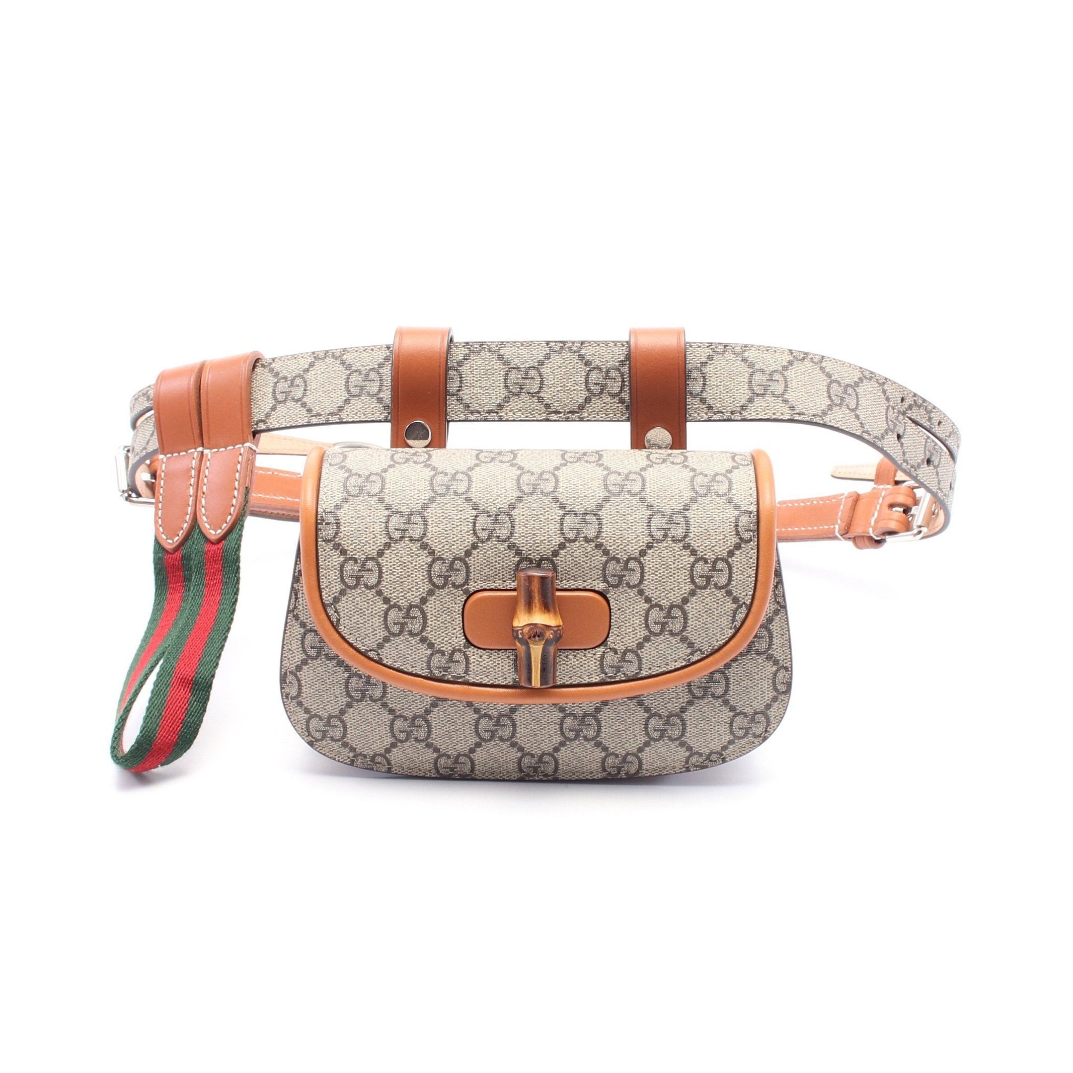 Gucci Gucci Bamboo 1947 Mini Belt Bag Gg Canvas Body Waist Leather Beige Dark Brown Size ONE SIZE - 1 Thumbnail