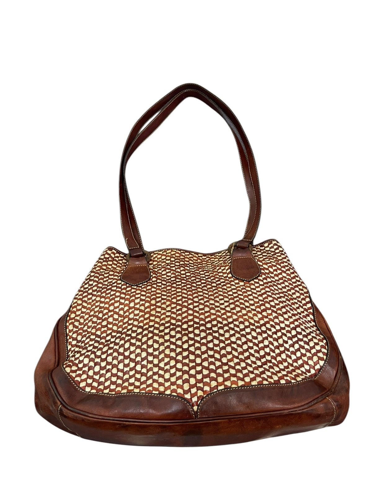 Genuine Leather Full Leather Patina Vintage Unknown Italy Shoulder Bag 1🟩2 Size ONE SIZE - 7 Thumbnail