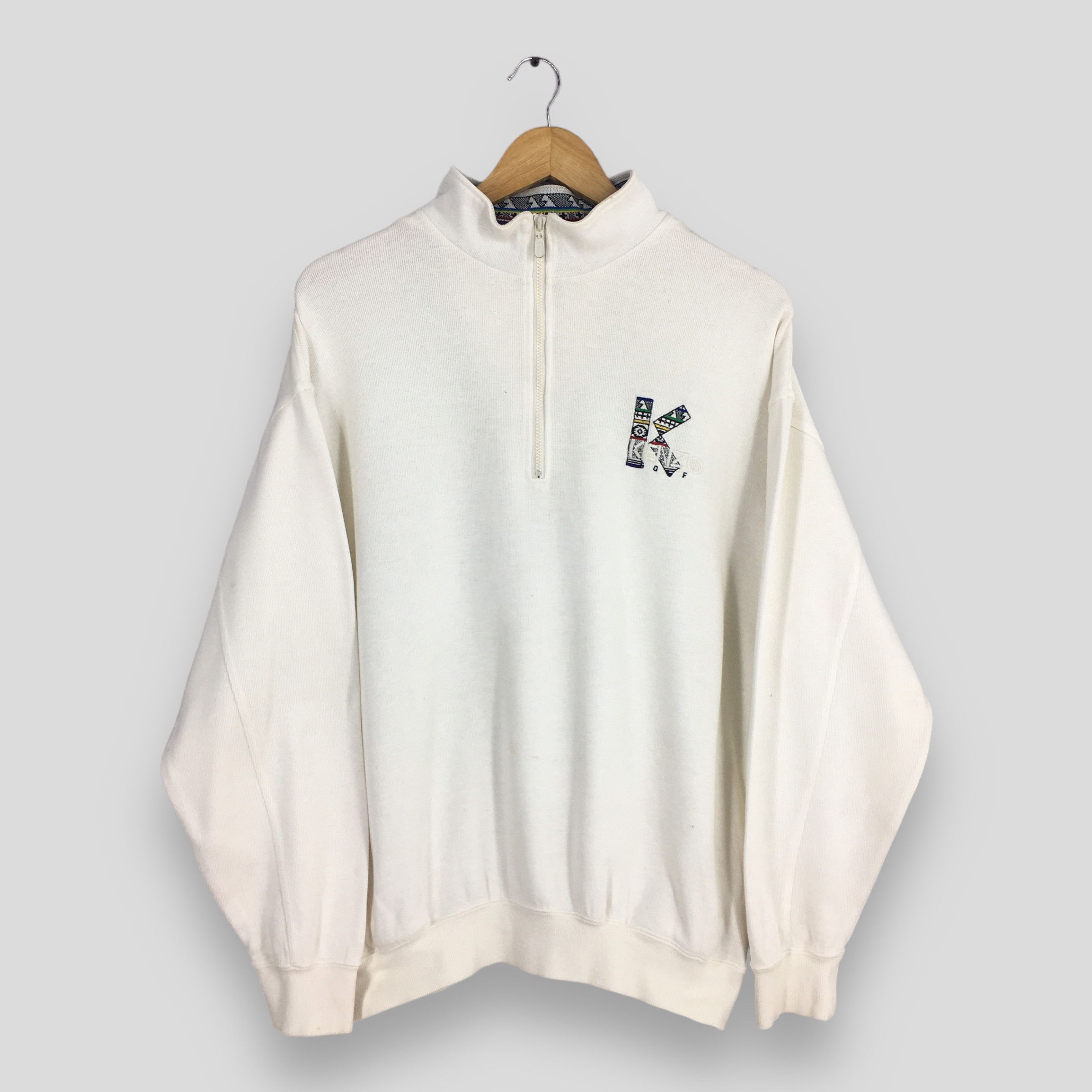 Designer × Kenzo Vintage Kenzo Golf White Half Zip Sweater Large Size US L / EU 52-54 / 3 - 1 Thumbnail