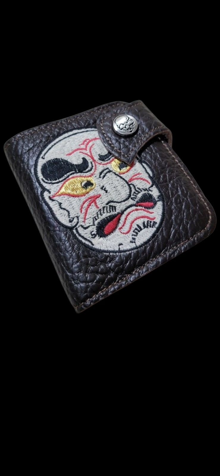 Japanese Brand Vintage Japan Kabuki Mask Embroidery Men Wallet Size ONE SIZE - 1 Thumbnail