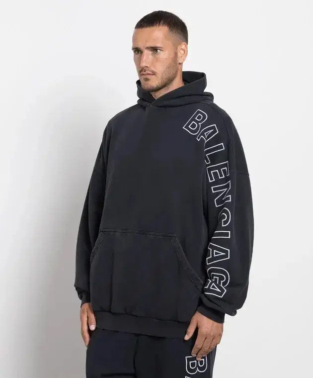 Balenciaga o1bcso1str1224 Outline Hoodie Oversized in Black Size US XL / EU 56 / 4 - 3 Thumbnail