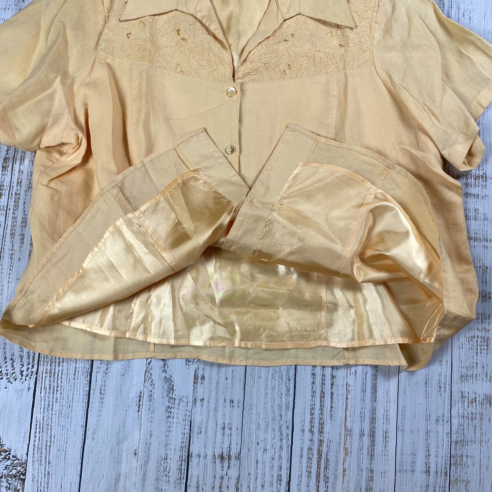 Vintage VINTAGE LINO USA WOMENS BUTTON UP CAMP COLLAR SHIRT 3XL YELLOW LINEN TROPICAL PEACH 100% LIGHTWEIGHT CLASSIC Size XXL / US 16-18 / IT 52-54 - 4 Thumbnail