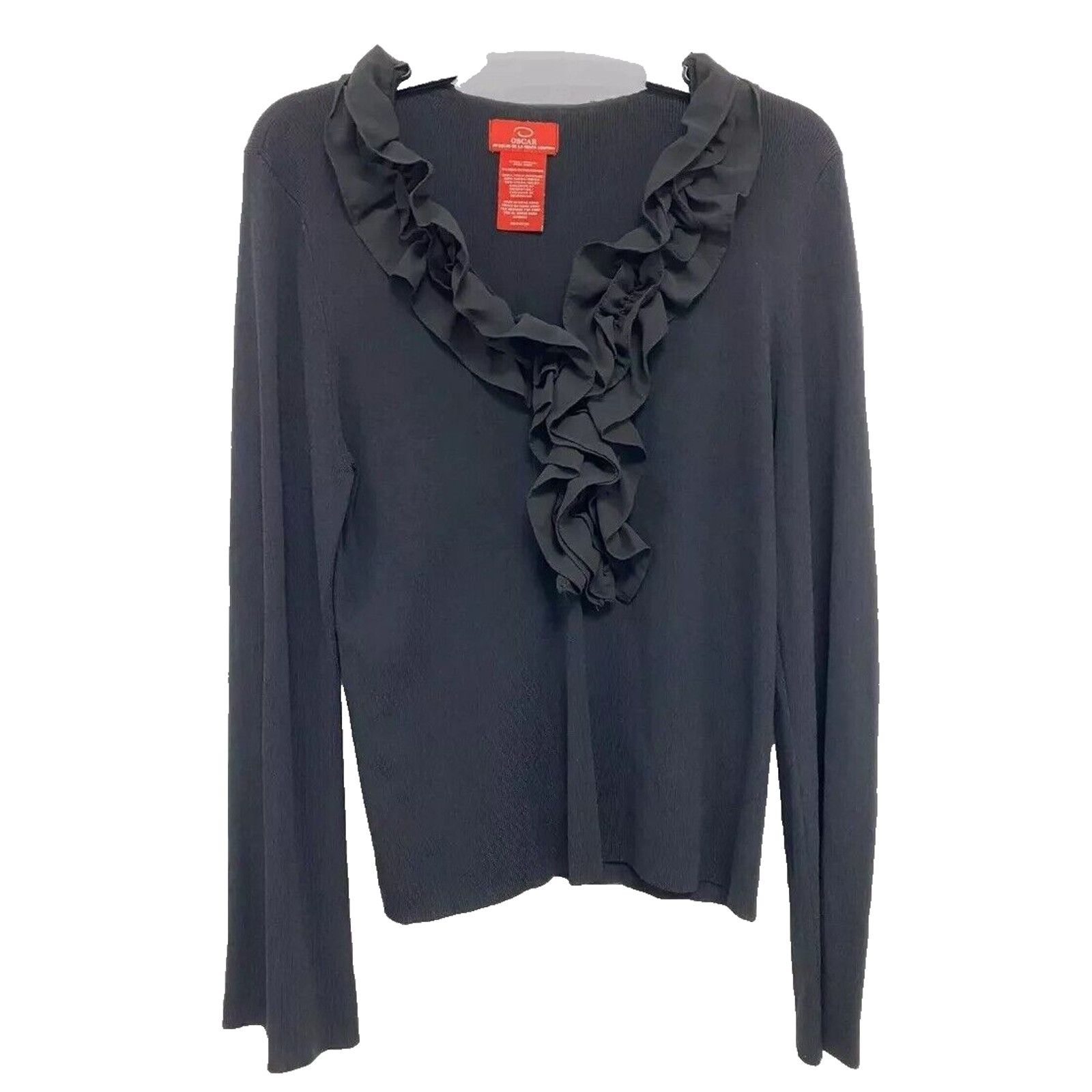 Oscar De La Renta Oscar de la Renta Top Blouse Black Bell Sleeve XL A000617 Size XL / US 12-14 / IT 48-50 - 1 Thumbnail