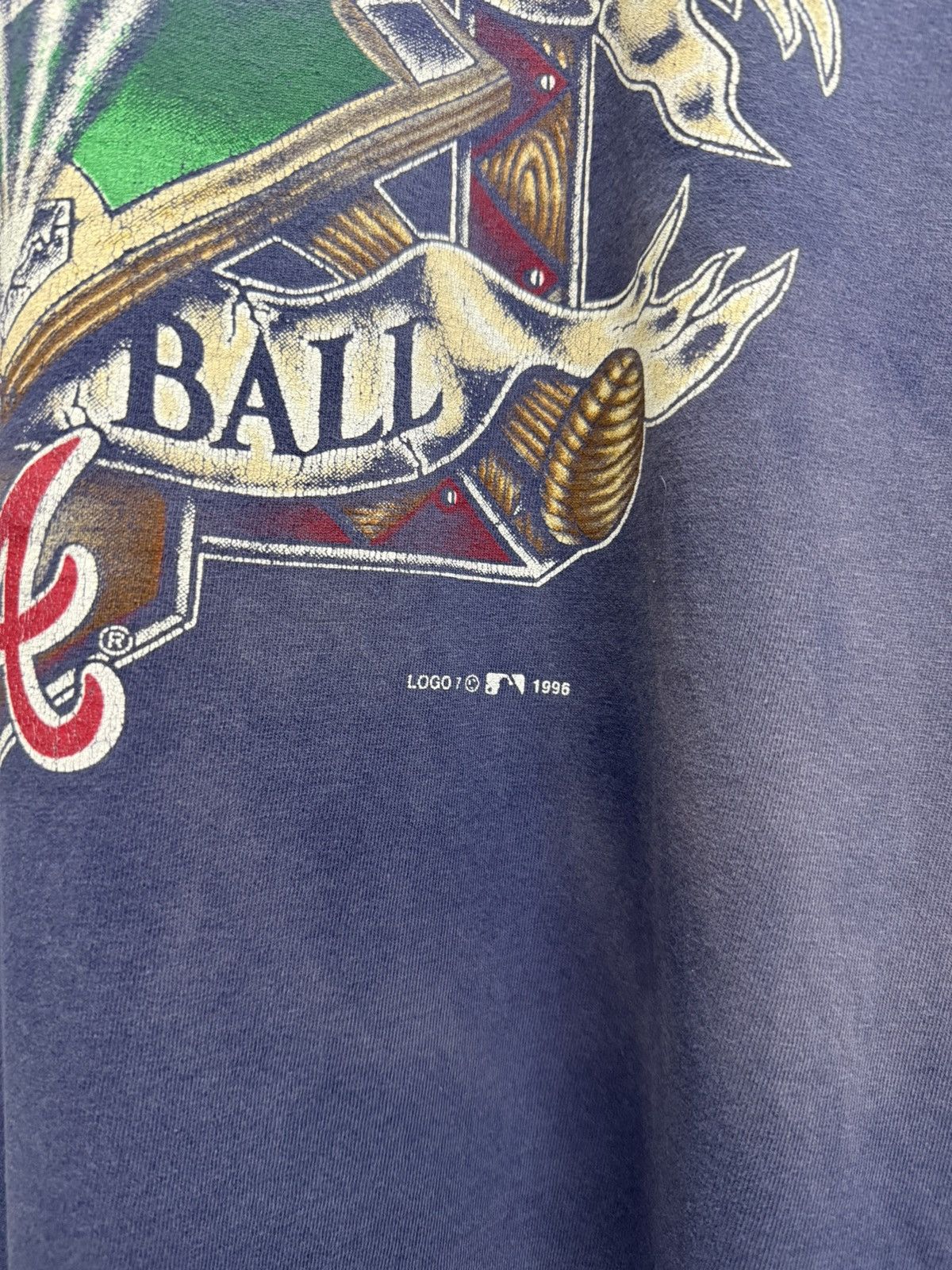 MLB Vintage 90s Atlanta Braves faded logo 7 t-shirt Size US XXL / EU 58 / 5 - 4 Thumbnail