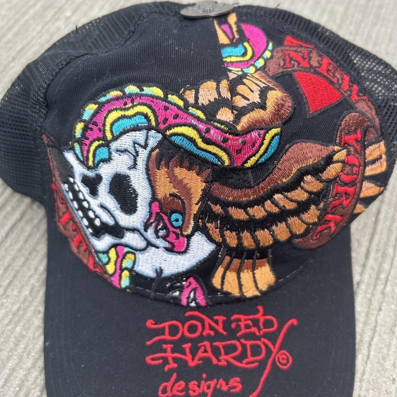 Ed Hardy TWO Ed Hardy Embroidery Skull Trucker Cap Size ONE SIZE - 4 Thumbnail