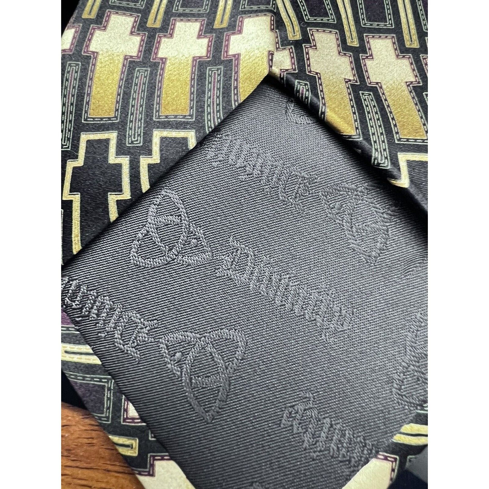 Vintage Divinity Boutique Men's 100% Silk Tie - Divinity Series Blac Size ONE SIZE - 6 Thumbnail