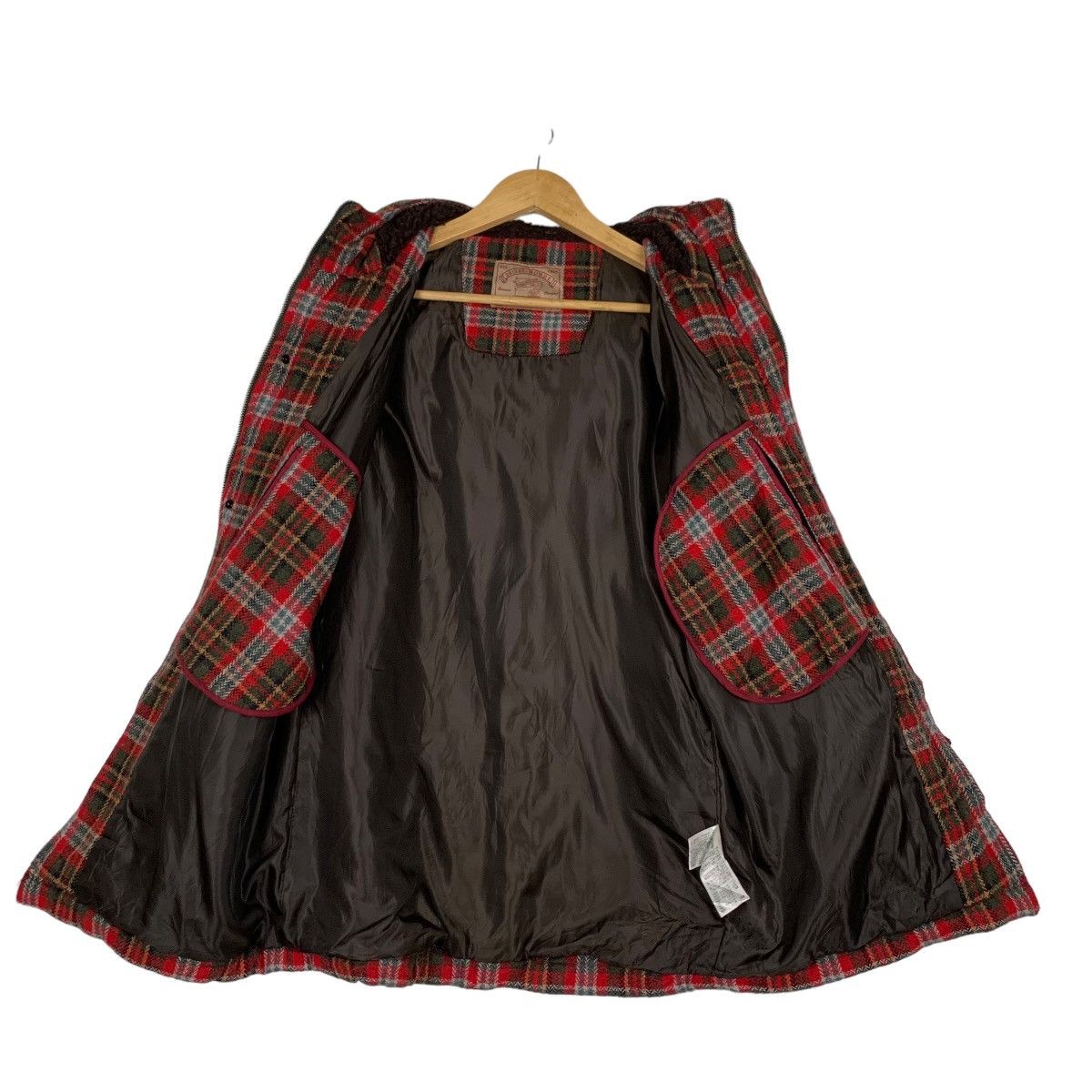 Japanese Brand 291295 HOMME Red Tartan Wool Hooded Coat Jacket #1052-C47 Size US M / EU 48-50 / 2 - 11 Thumbnail