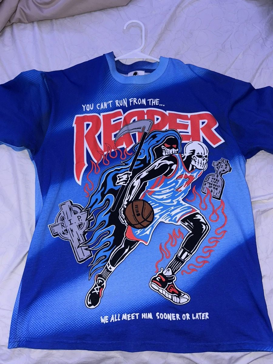 image of Brooklyn Nets x Warren Lotas Nets X Kevin Durant Reaper Shortsleeve Size M in Blue, Men's