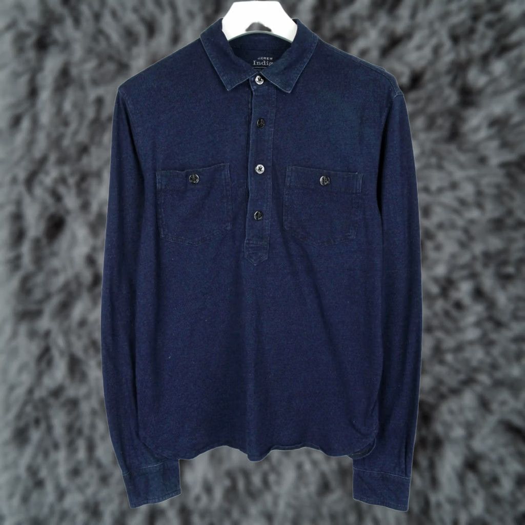 J.Crew J.CREW Indigo Shirt Men's SMALL Half Button Pullover Collared Pockets Size US S / EU 44-46 / 1 - 1 Thumbnail