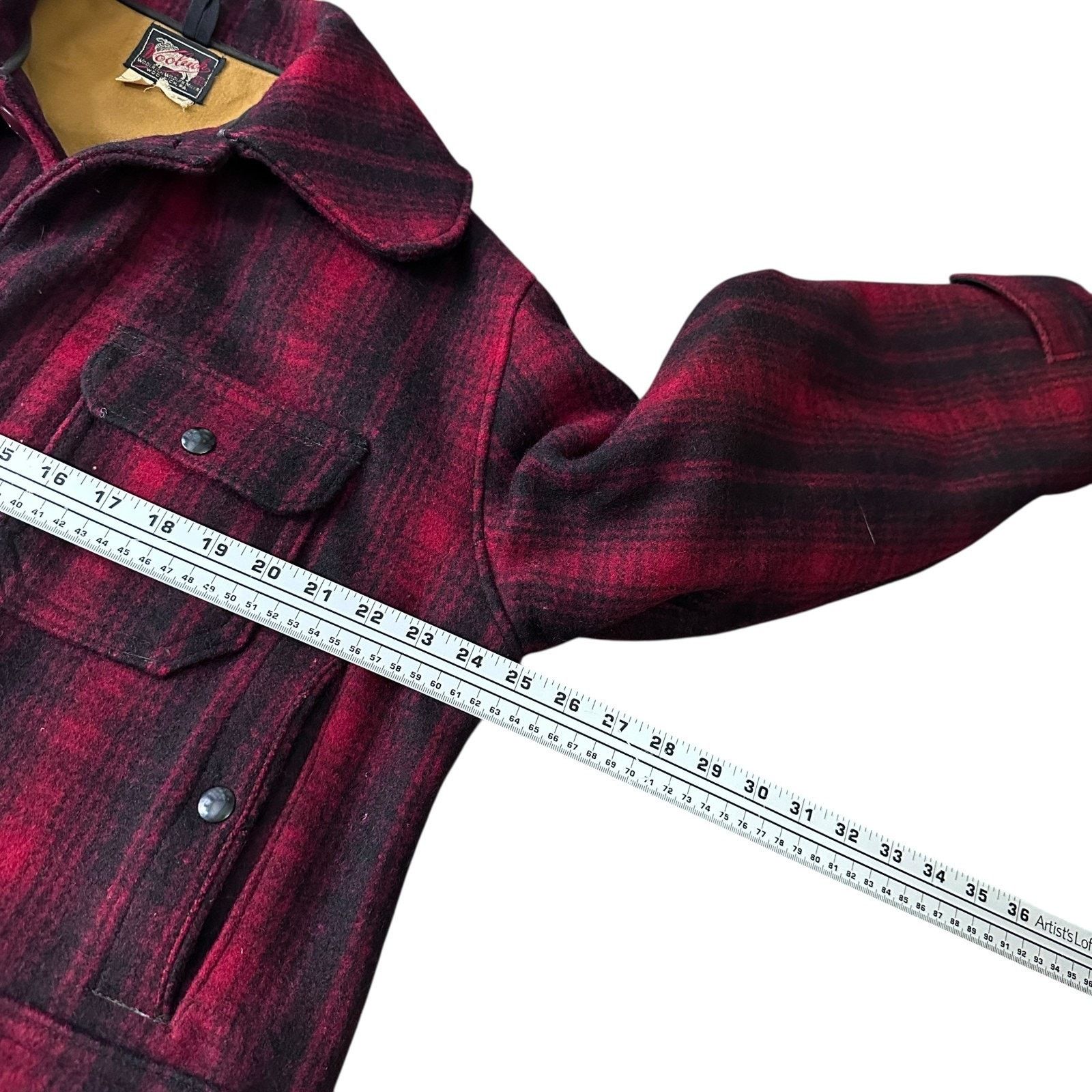 & Other Stories Vintage Woolrich Jacket Men’s 44 Red Black Plaid Wool Coat Size US L / EU 52-54 / 3 - 8 Thumbnail