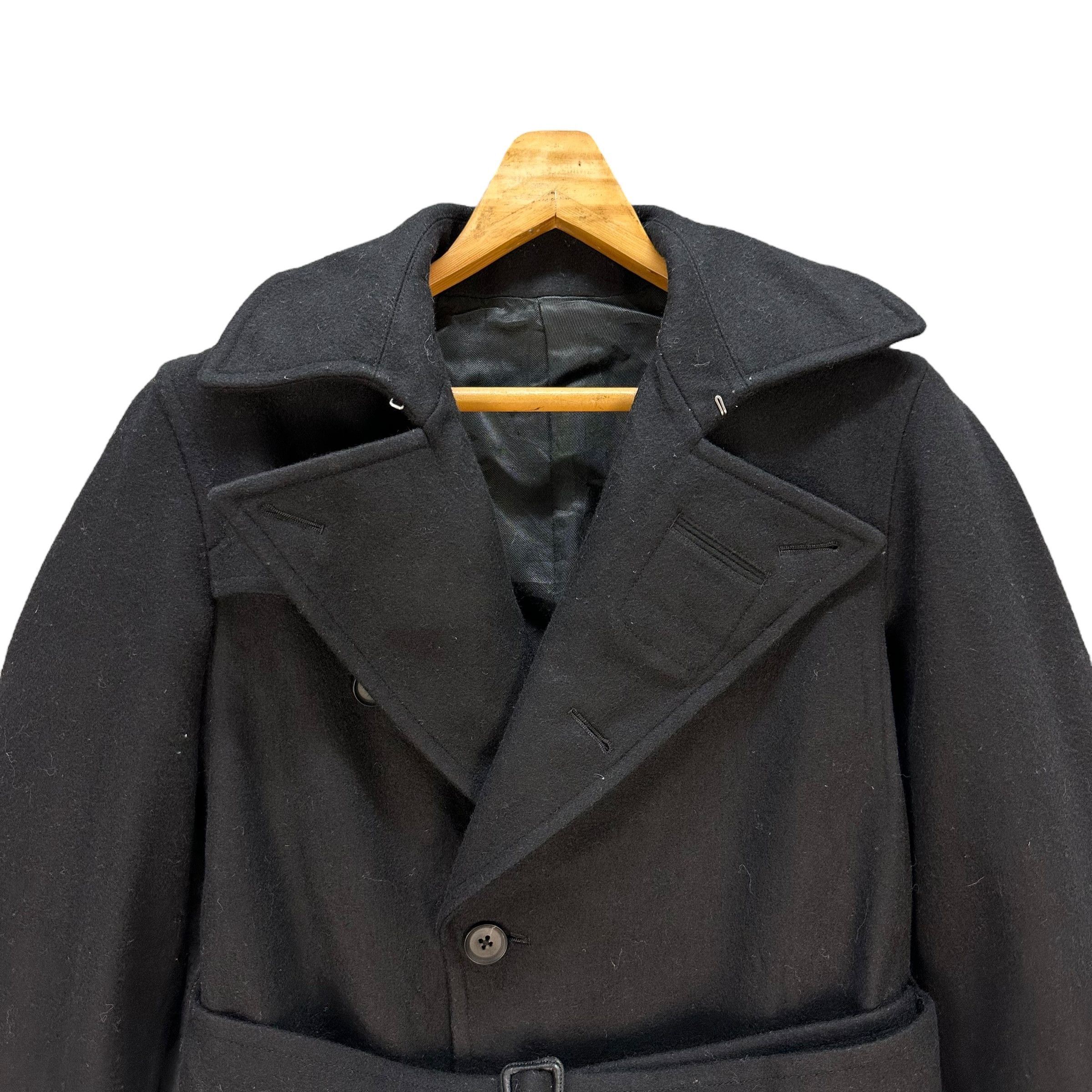 SCYE SYCE Double Collar Black Wool Belted Long Coat #A41-0937 Size S / US 4 / IT 40 - 2 Thumbnail