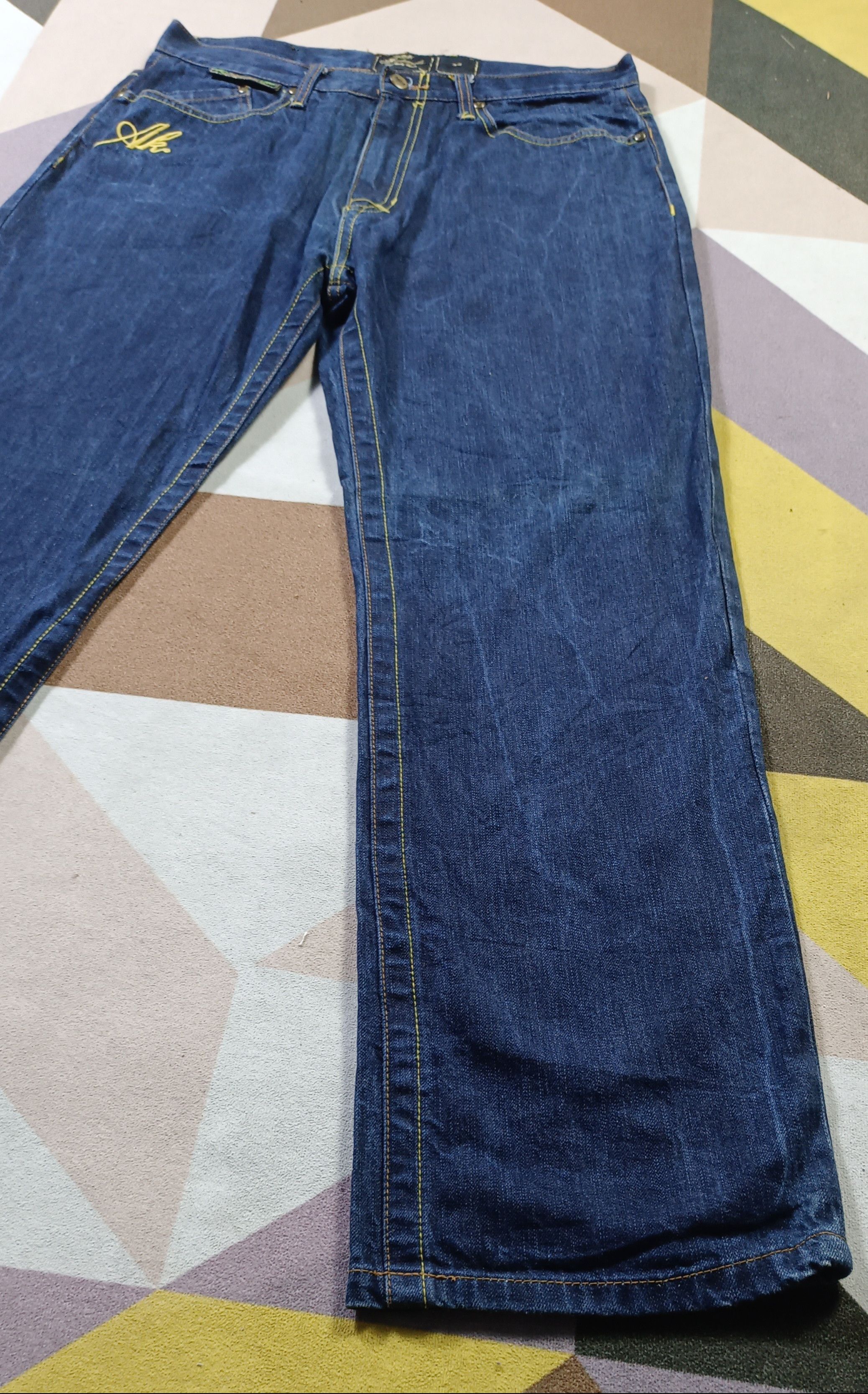 Akademiks × JNCO × Japanese Brand Akademiks Jeans Baggy Dark Wash Embroidered Pockets Hip Hop Size US 34 / EU 50 - 8 Thumbnail