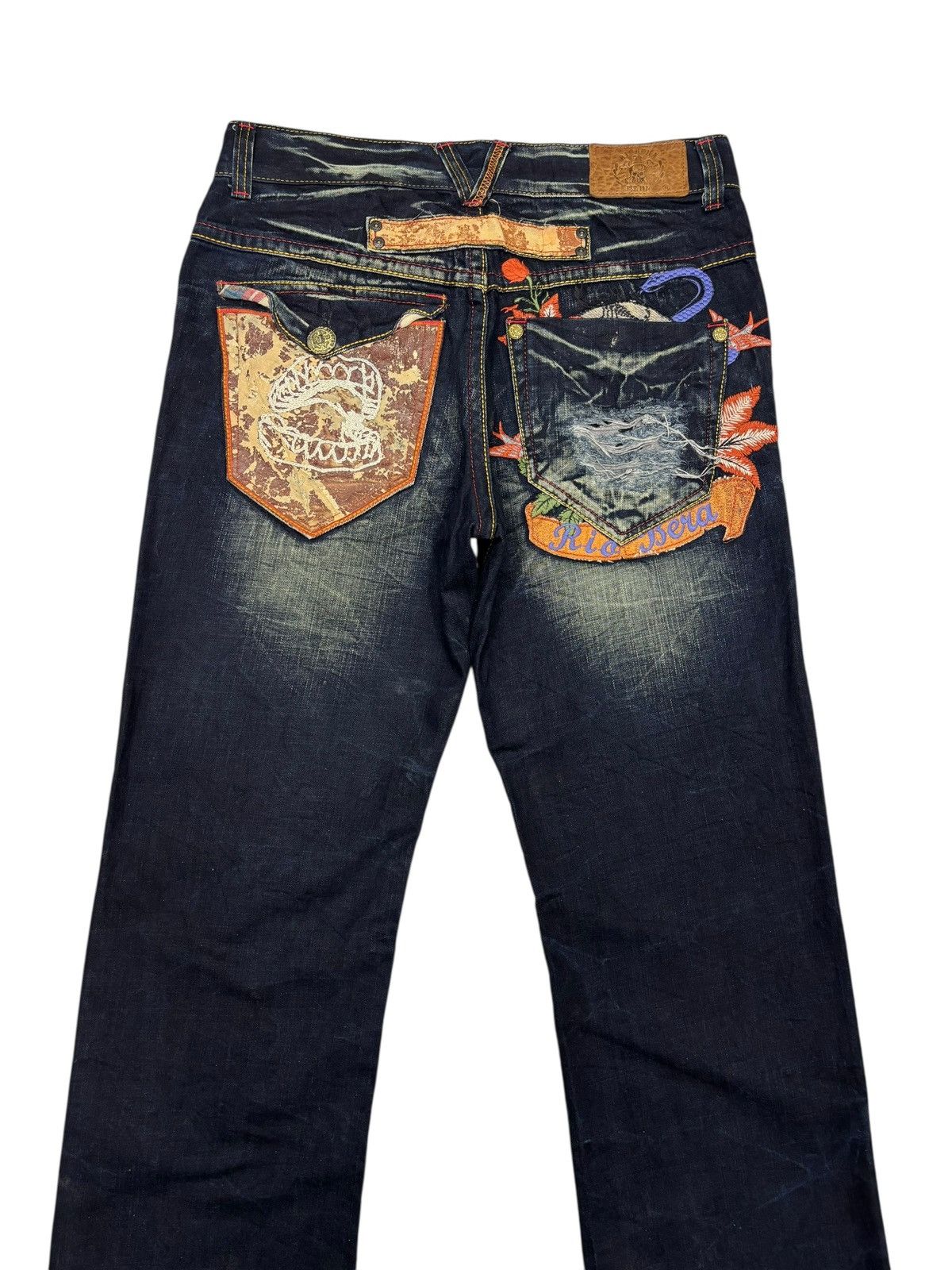 If Six Was Nine 🔥RIOBERA JEANS Embroidery Denim Blue Jeans Size US 32 / EU 48 - 5 Thumbnail