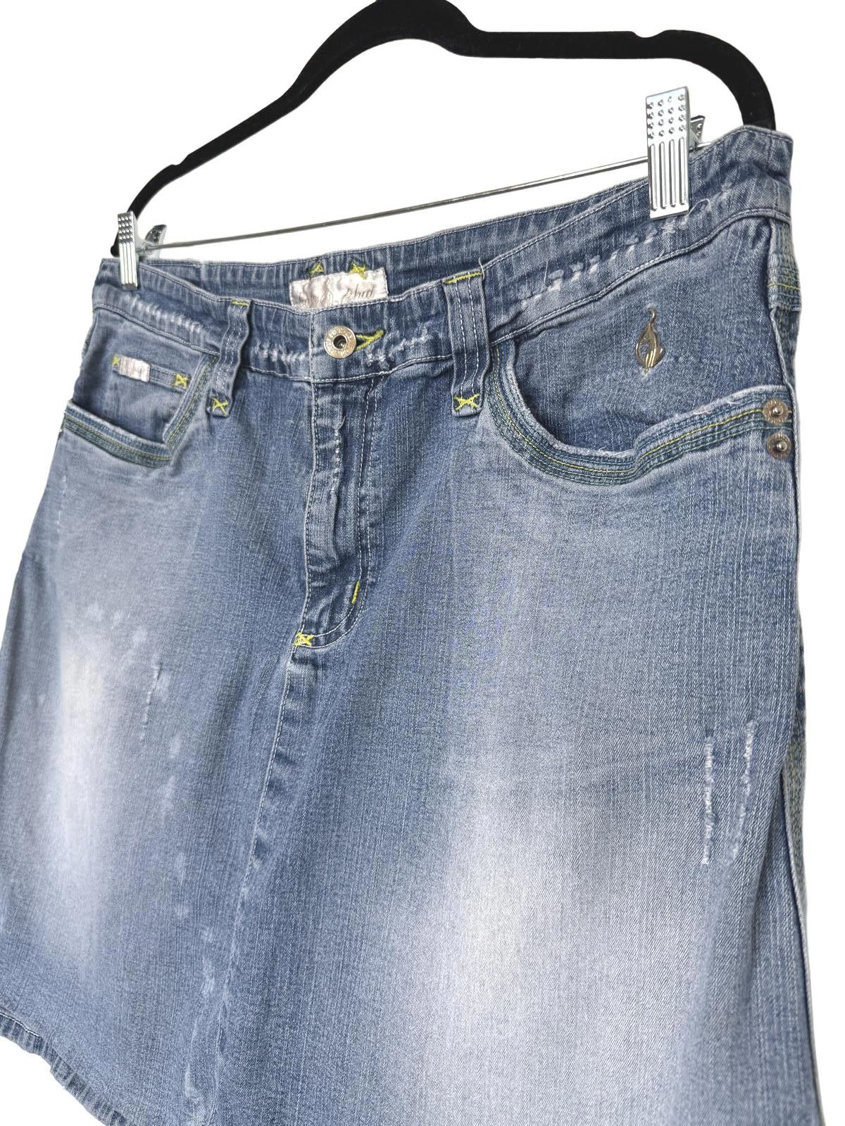 Designer Vintage Y2K Baby Phat Distressed Denim Skirt -XL Size 40" / US 18 - 1 Thumbnail