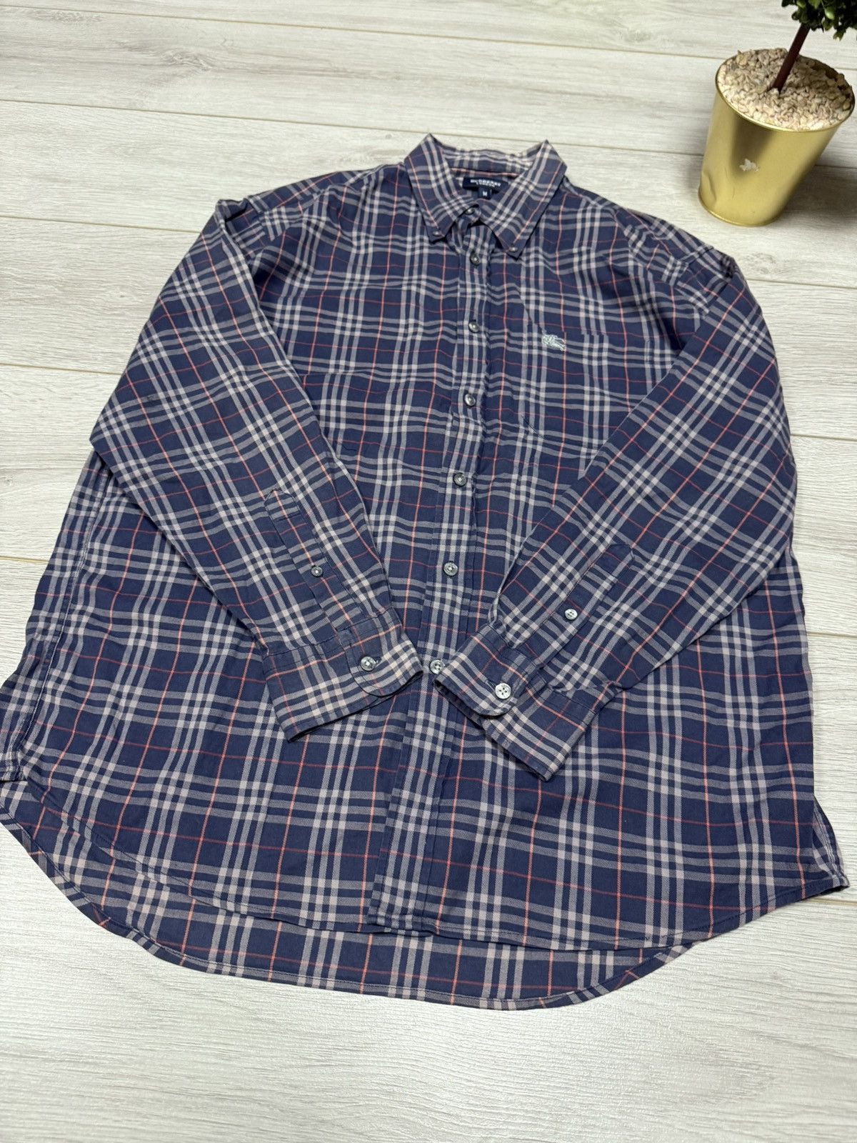 Burberry Burberry vintage dark blue nova check shirt buttons Size US M / EU 48-50 / 2 - 5 Thumbnail