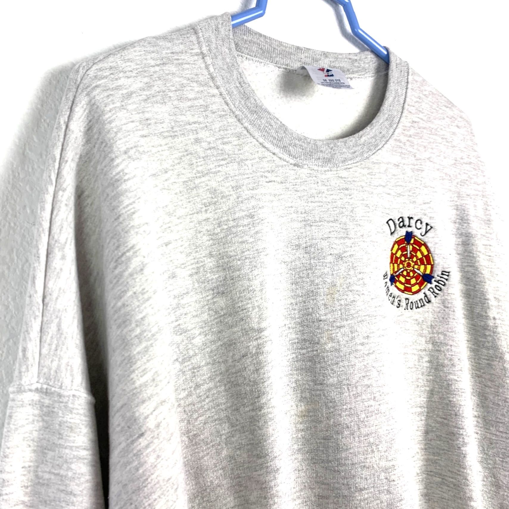 Jerzees VINTAGE Jerzees Sweatshirt Round Robin Horseshoe Dart League 3X Gray Cotton Polyester Unisex Adults Sports Mens Womens Size XXL / US 16-18 / IT 52-54 - 2 Thumbnail