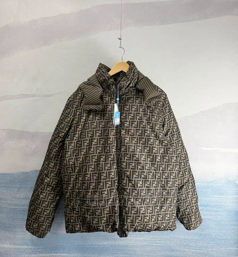 Fendi Fendi Brown Full Print Double-Sided Hooded Puffer Jacket Size US L / EU 52-54 / 3 - 1 Thumbnail