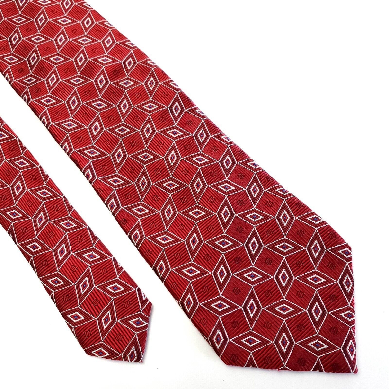 Jos. A. Bank Jos A Bank Red Woven Geometric Silk Tie Size ONE SIZE - 1 Thumbnail