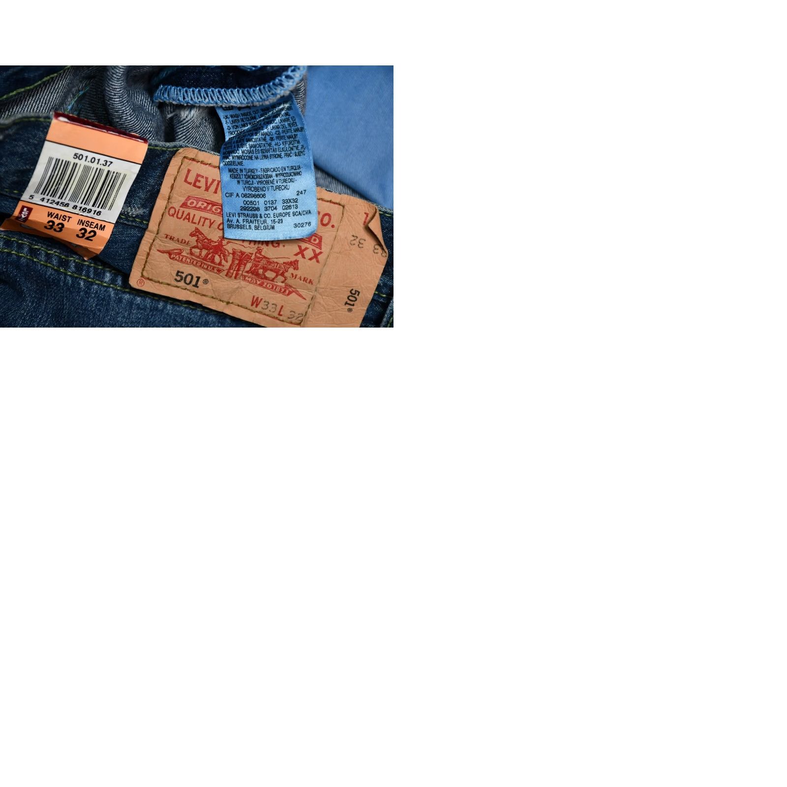 Levi's VINTAGE Levi’s 501 Jeans Mens Distressed Denim 33x32 Blue Cotton 5-Pocket Straight Retro Shirt Size US 33 - 9 Thumbnail