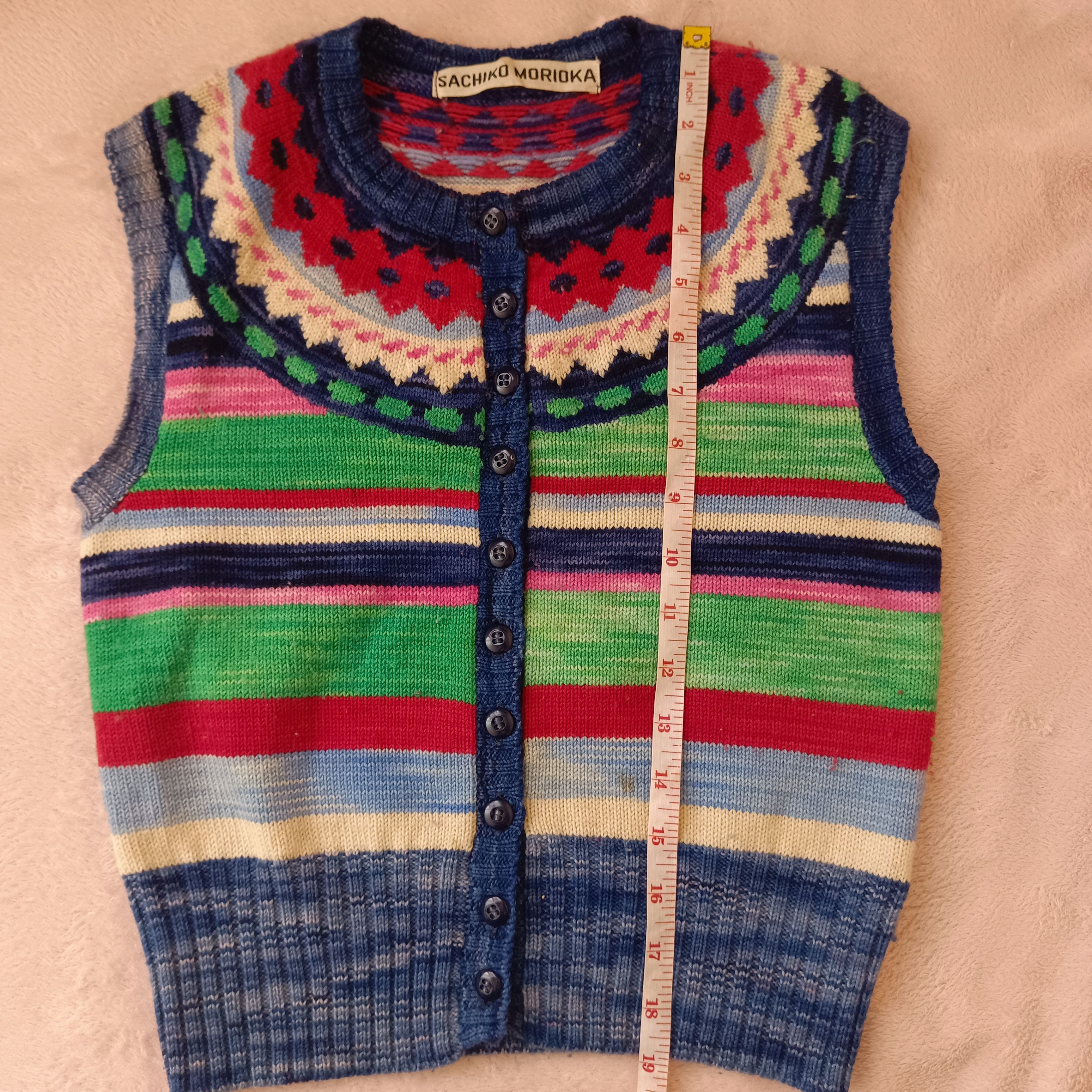 Japanese Brand Vintage Morioka Sachiko Handmade Knitted Vest Size S / US 4 / IT 40 - 4 Thumbnail