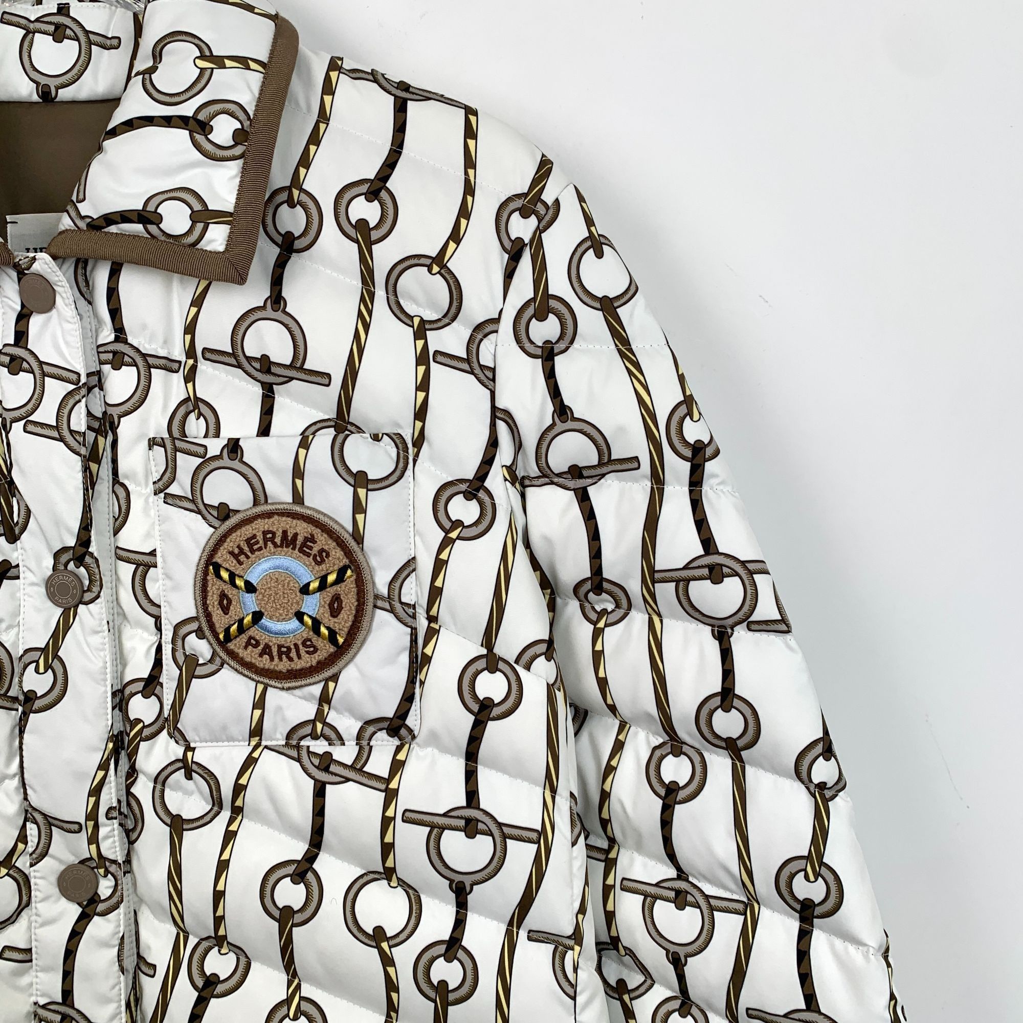 Hermes Hermès Paris Womens Quilted Chain Pattern Jacket Size 38 Size XS / US 0-2 / IT 36-38 - 3 Thumbnail