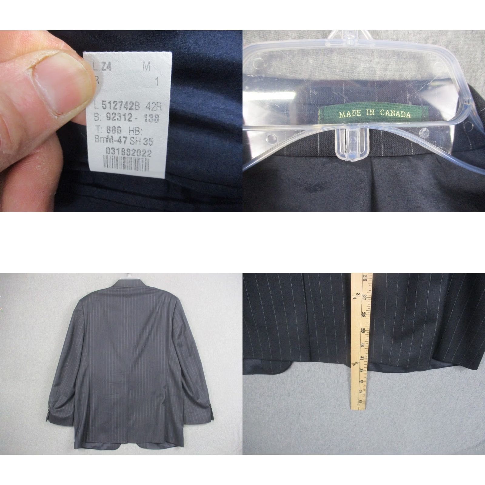Ralph Lauren Lauren Ralph Lauren Suit Jacket Mens 42R Gray Pinstripe Wool Two Button Canada Size 42R - 8 Thumbnail
