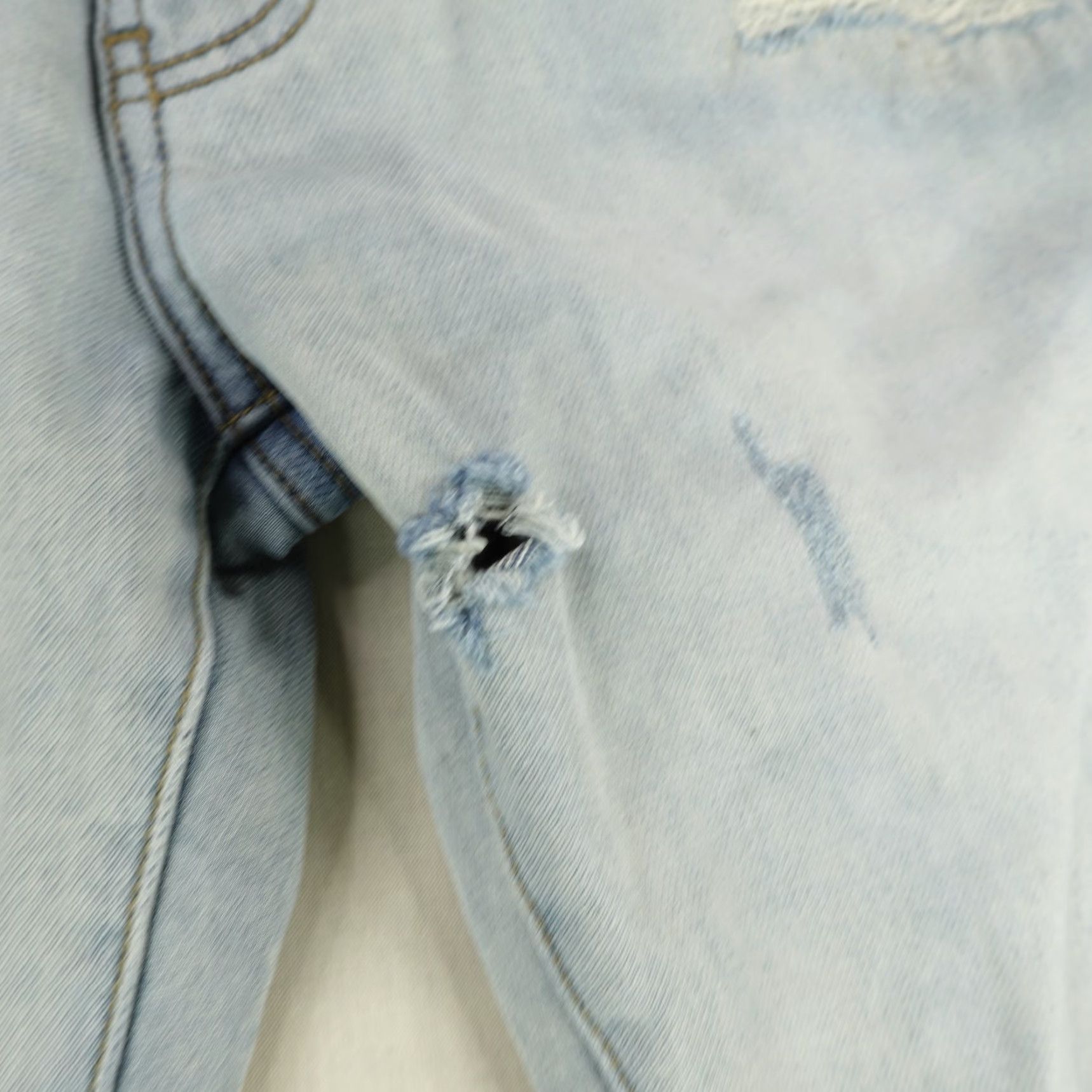 Denime Makobi Jeans Mens 34x32 Blue Denim Distressed Moto Slim Straight Stretch Jeans Size US 34 / EU 50 - 4 Thumbnail