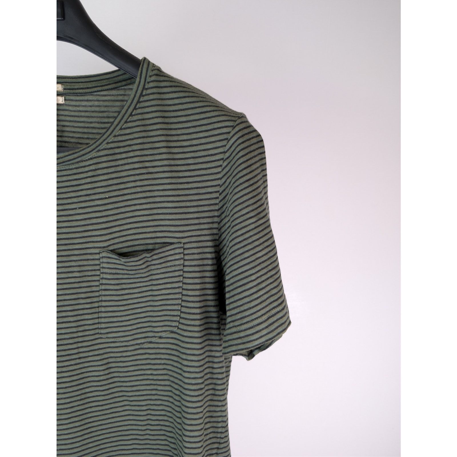 Massimo Alba o1rshd1 CC20 Striped Cotton T-Shirt with Chest Pocket Olive Size US S / EU 44-46 / 1 - 6 Thumbnail
